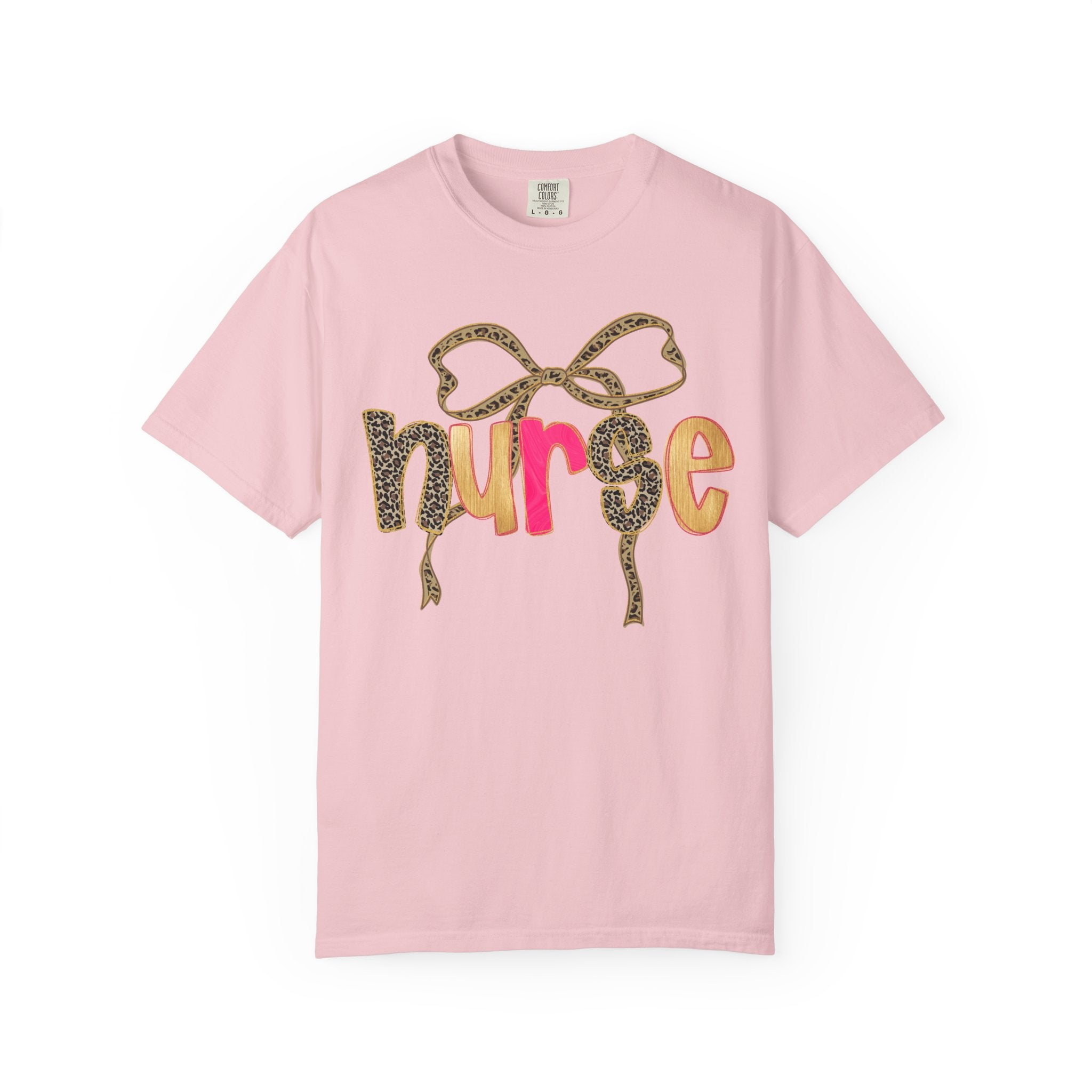 Nurse Leopard Bow T-Shirt — Cute Colorful Nurse Tee
