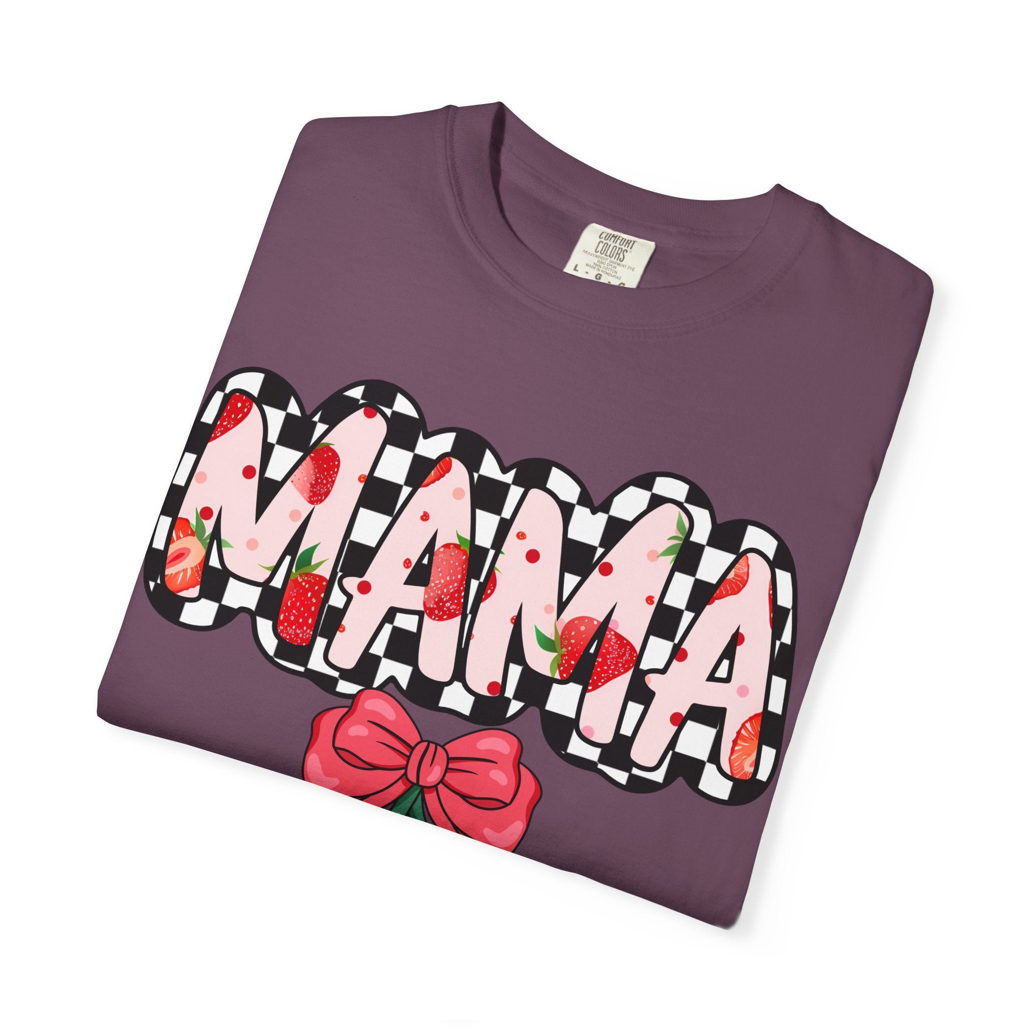 Mama Strawberry T-Shirt — Cute Floral Plaid Mama Tee for Mothers, Mother’s Day Gift
