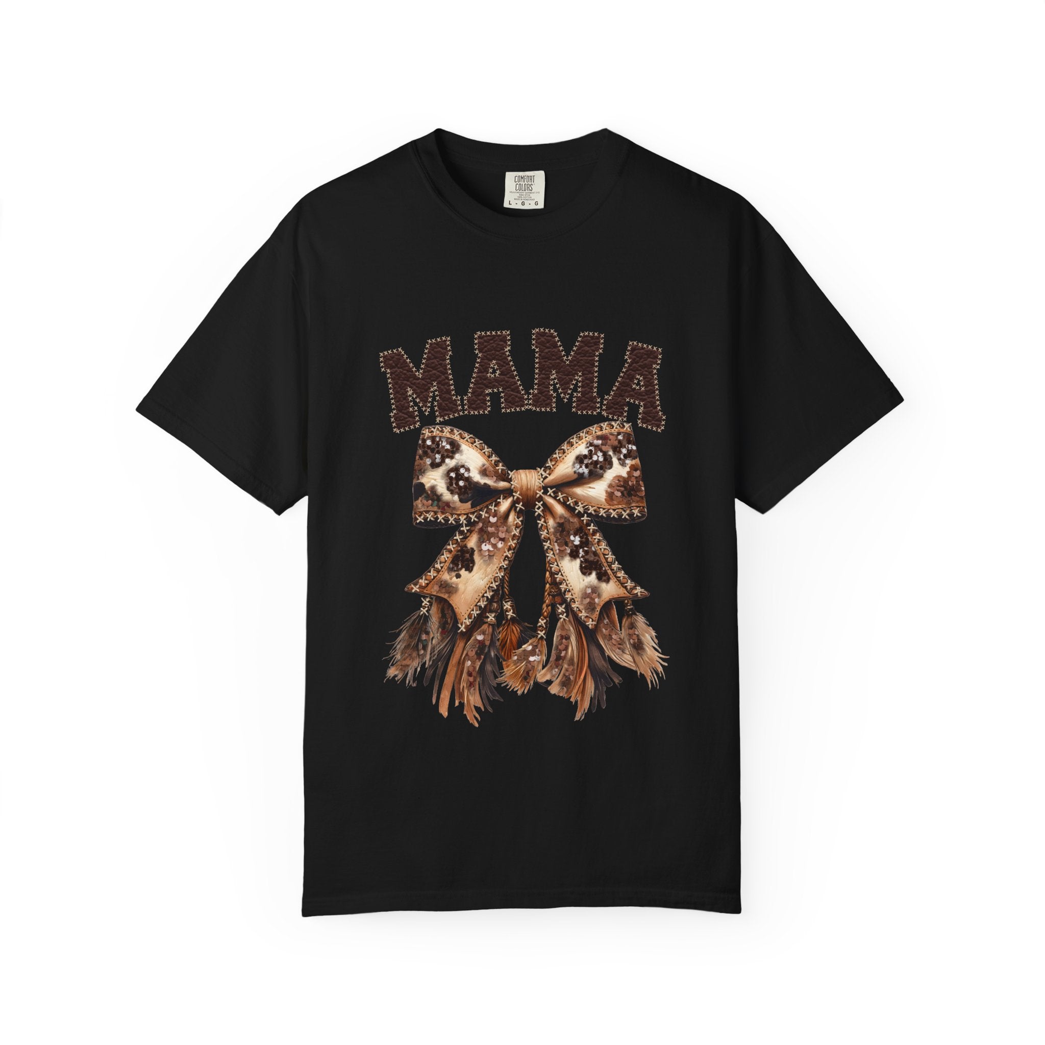 Mama Leopard Bow T‑Shirt – Floral Fringe Mom Tee