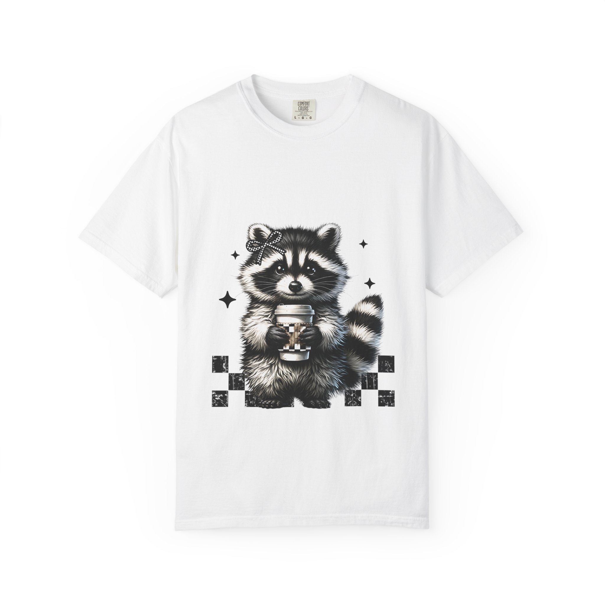 Raccoon Coffee Tee — Cute Holding Mug Graphic T-Shirt