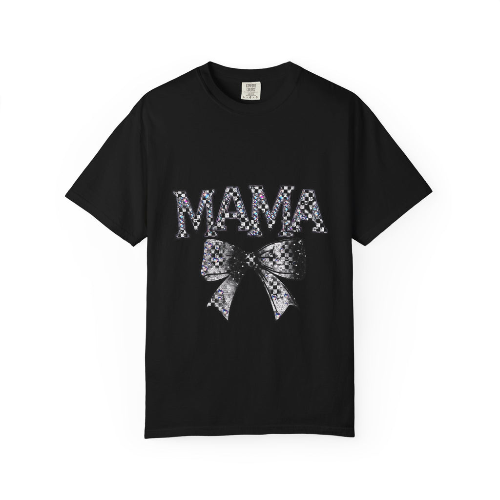 Mama Bow T-Shirt — Glitter Leopard Print "MAMA" Graphic Tee