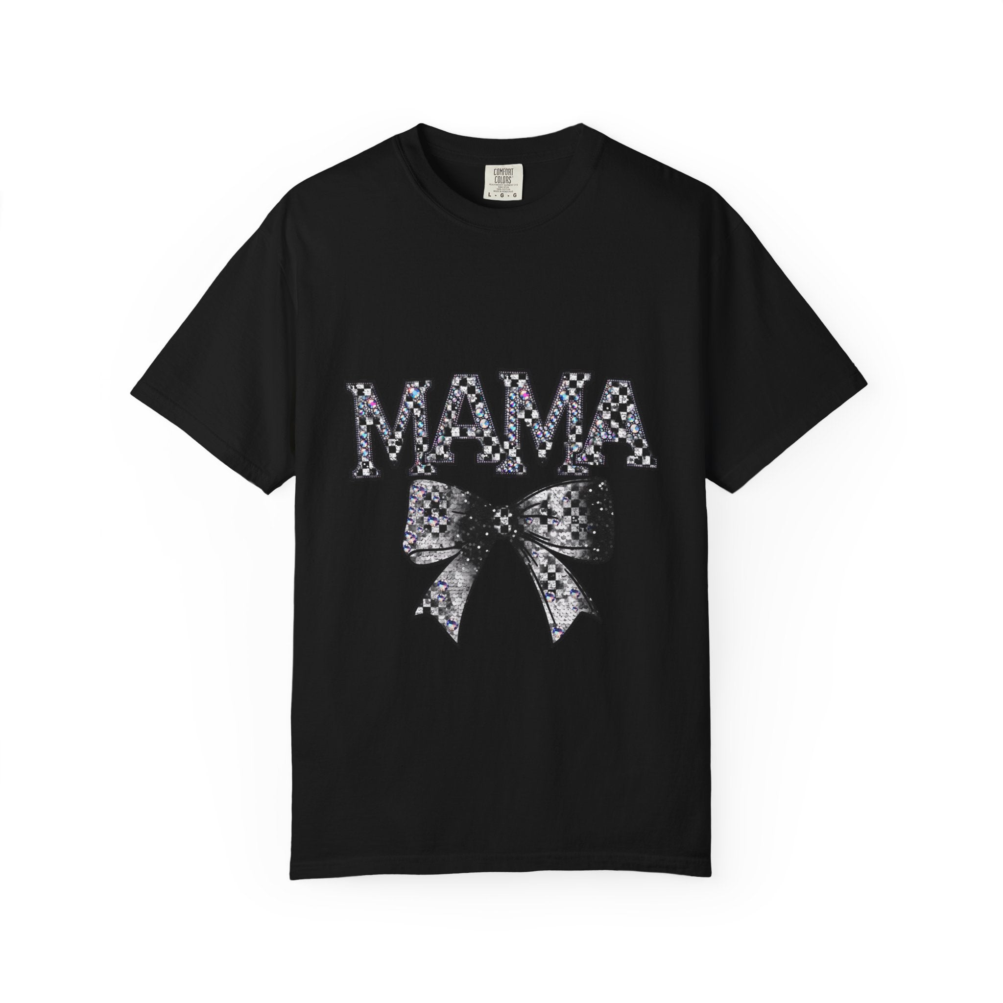 Mama Bow T-Shirt — Glitter Leopard Print "MAMA" Graphic Tee