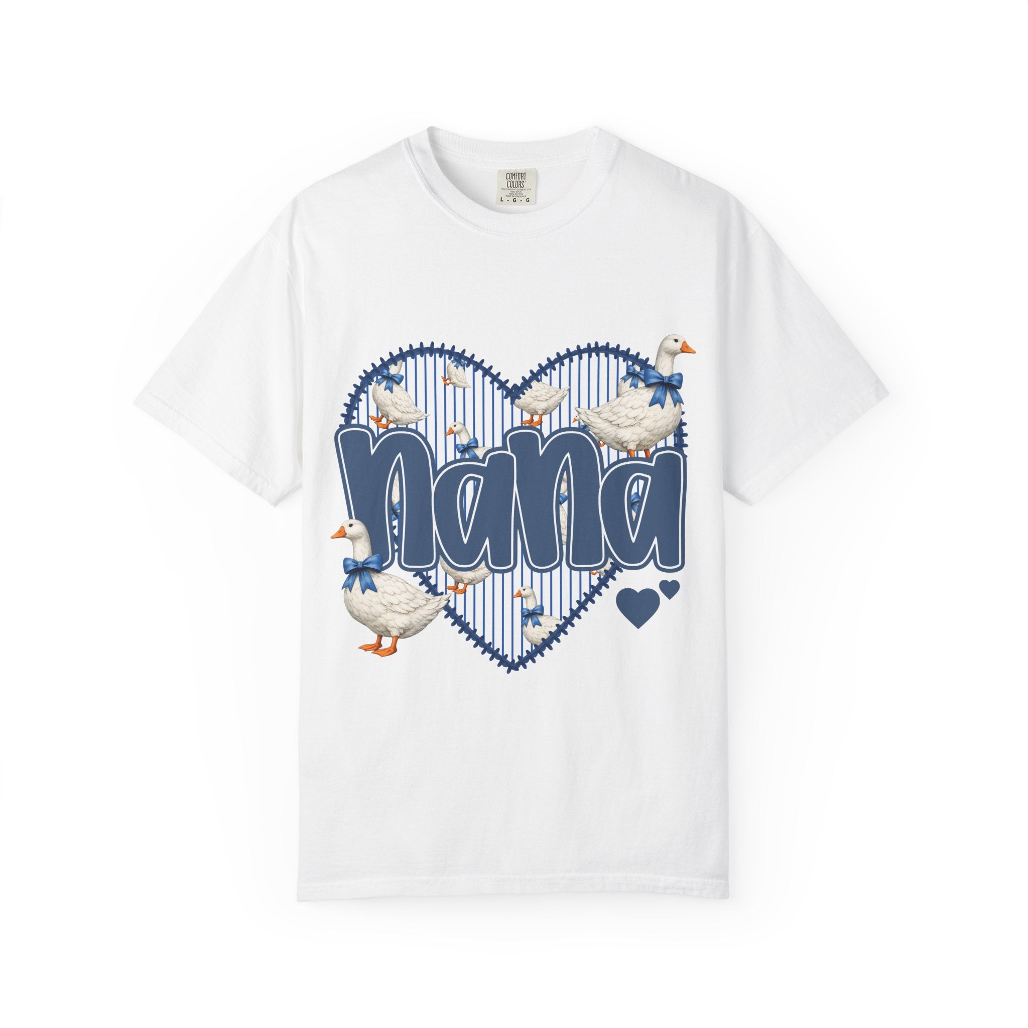 Nana Goose Heart T-Shirt — Cute Grandma Gift, ‘Nana’ Script with Geese
