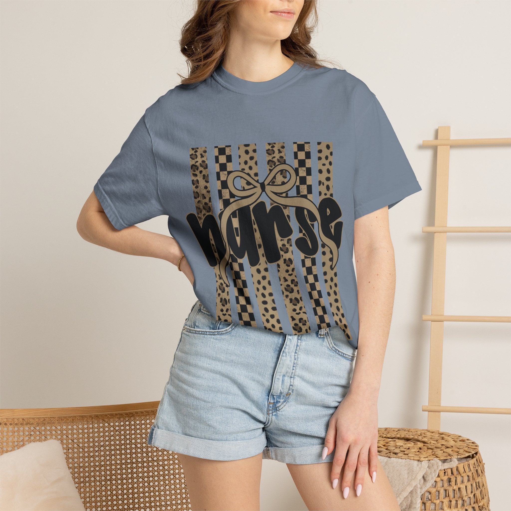 Nurse Leopard Stripes Graphic T-Shirt