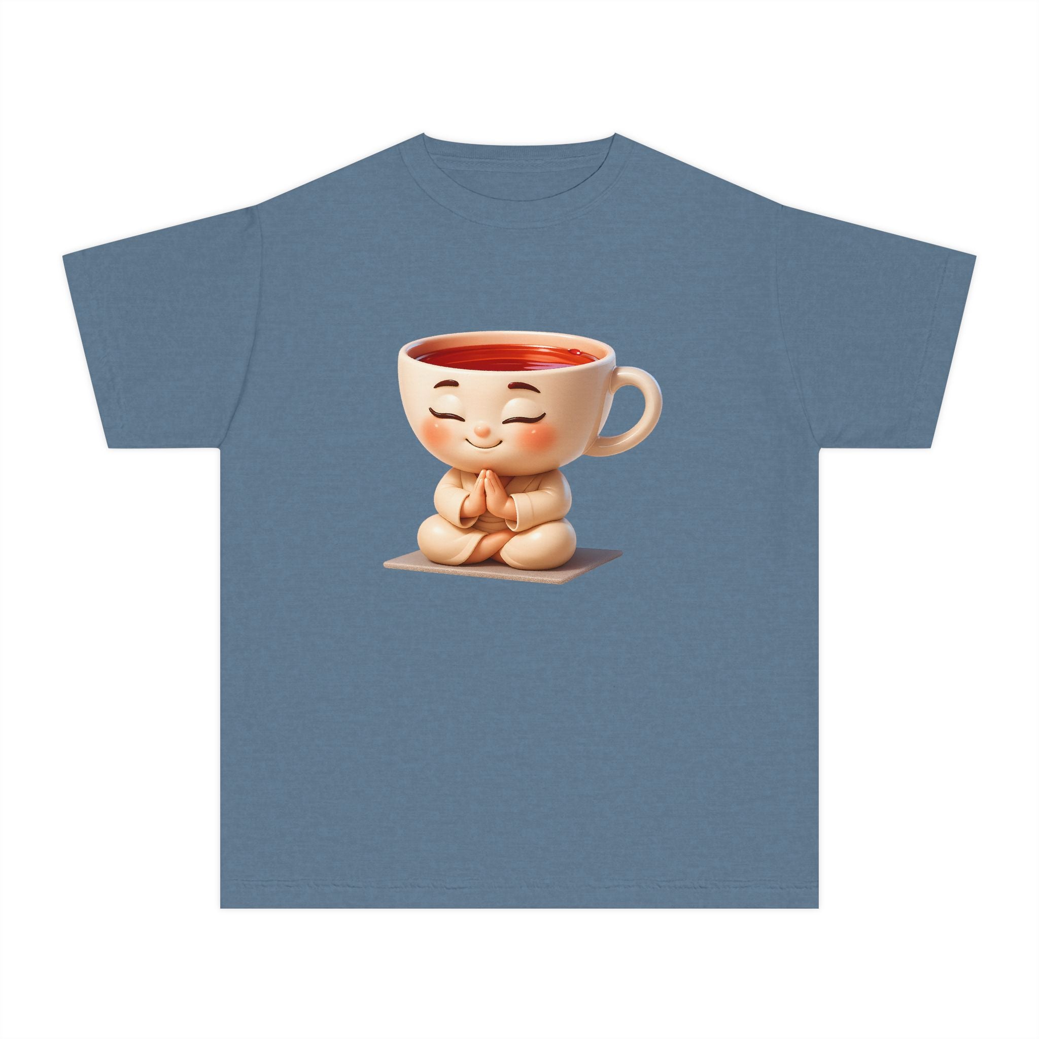 Youth Tee — Cute Meditating Teacup Cartoon Shirt for Kids