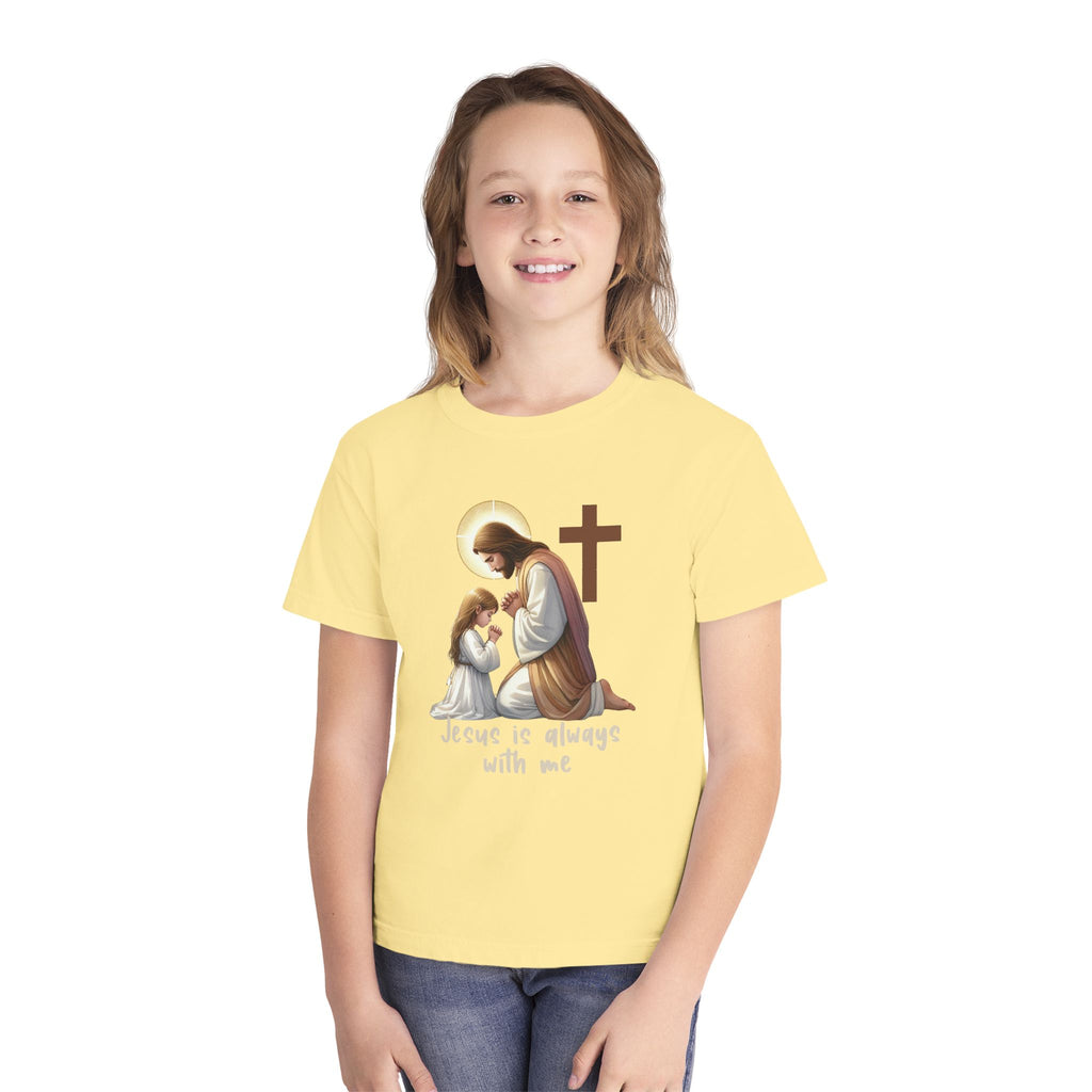 Youth Tee — "Jesus is Always With Me" Christian Prayer Kids T-Shirt
