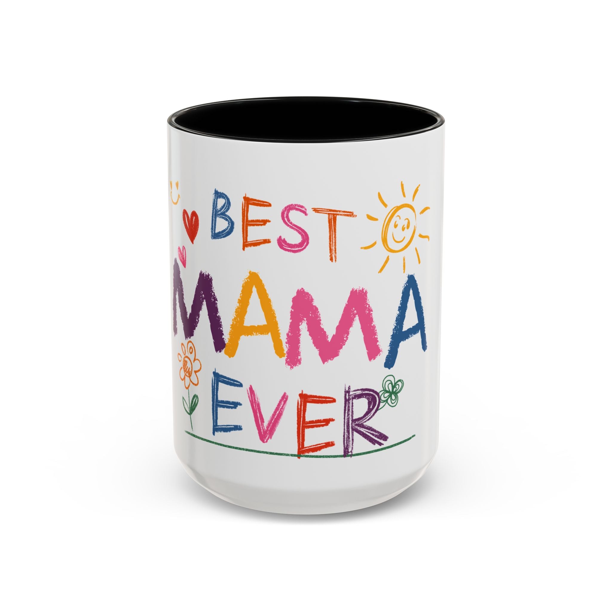 Best Mama Ever Accent Coffee Mug — Colorful Handwritten Mother’s Day Gift (11/15oz)