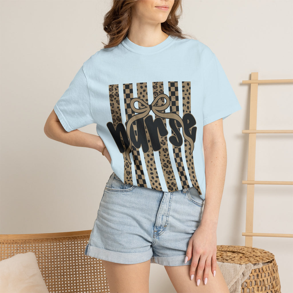 Nurse Leopard Stripes Graphic T-Shirt