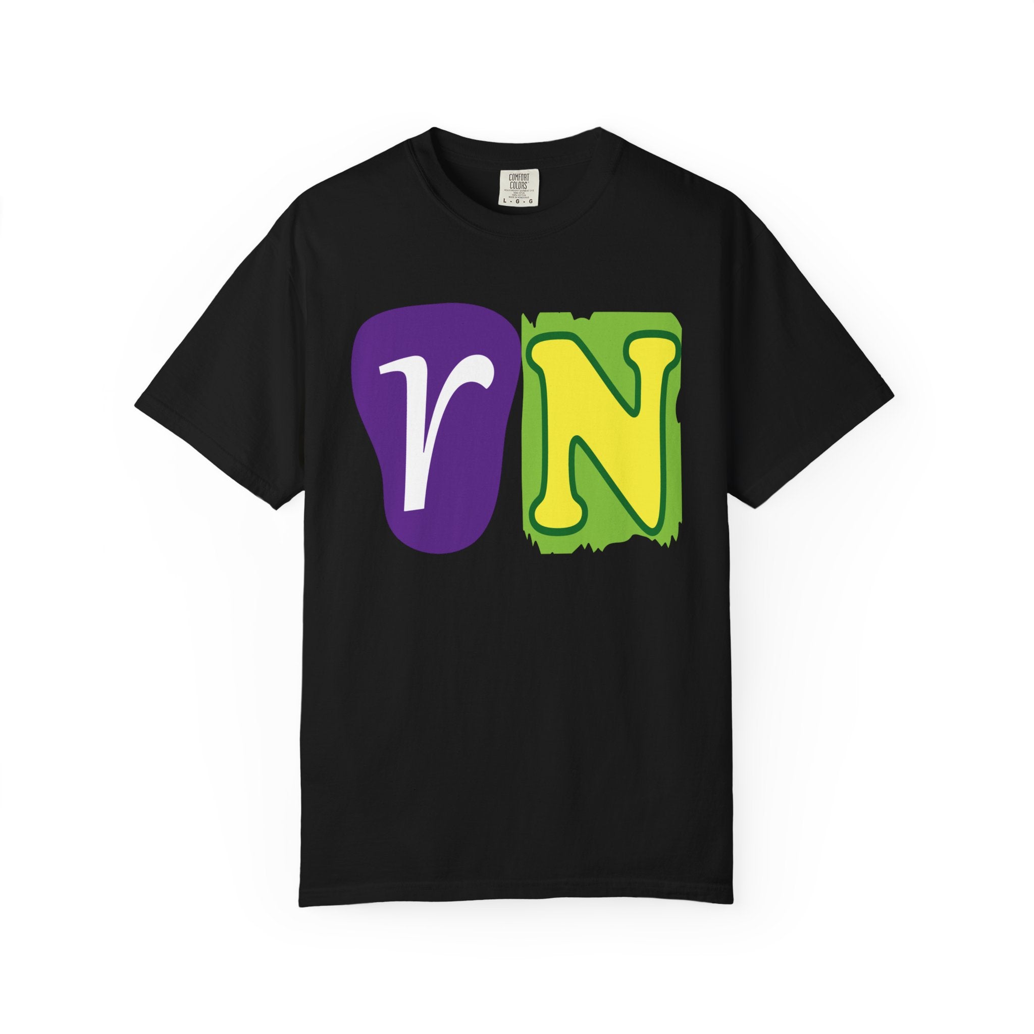 RN Block Letter T-Shirt — Playful Color-Block Initial Tee
