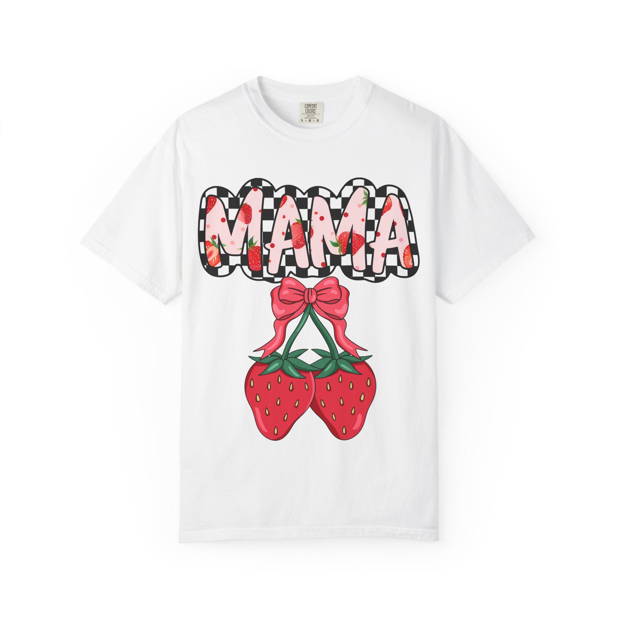 Mama Strawberry T-Shirt — Cute Floral Plaid Mama Tee for Mothers, Mother’s Day Gift