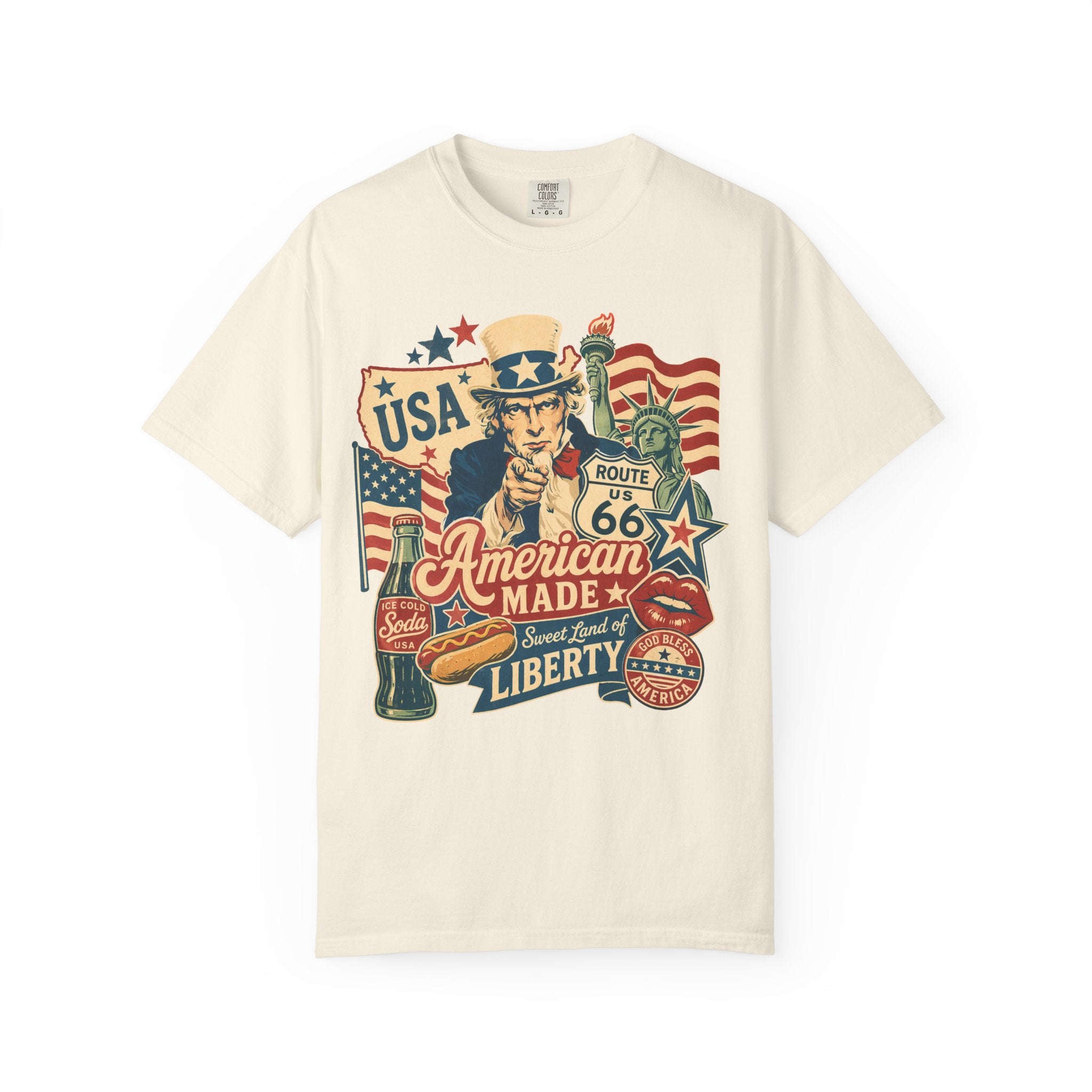 American Made Liberty T-Shirt — Vintage Uncle Sam Route 66 USA Graphic