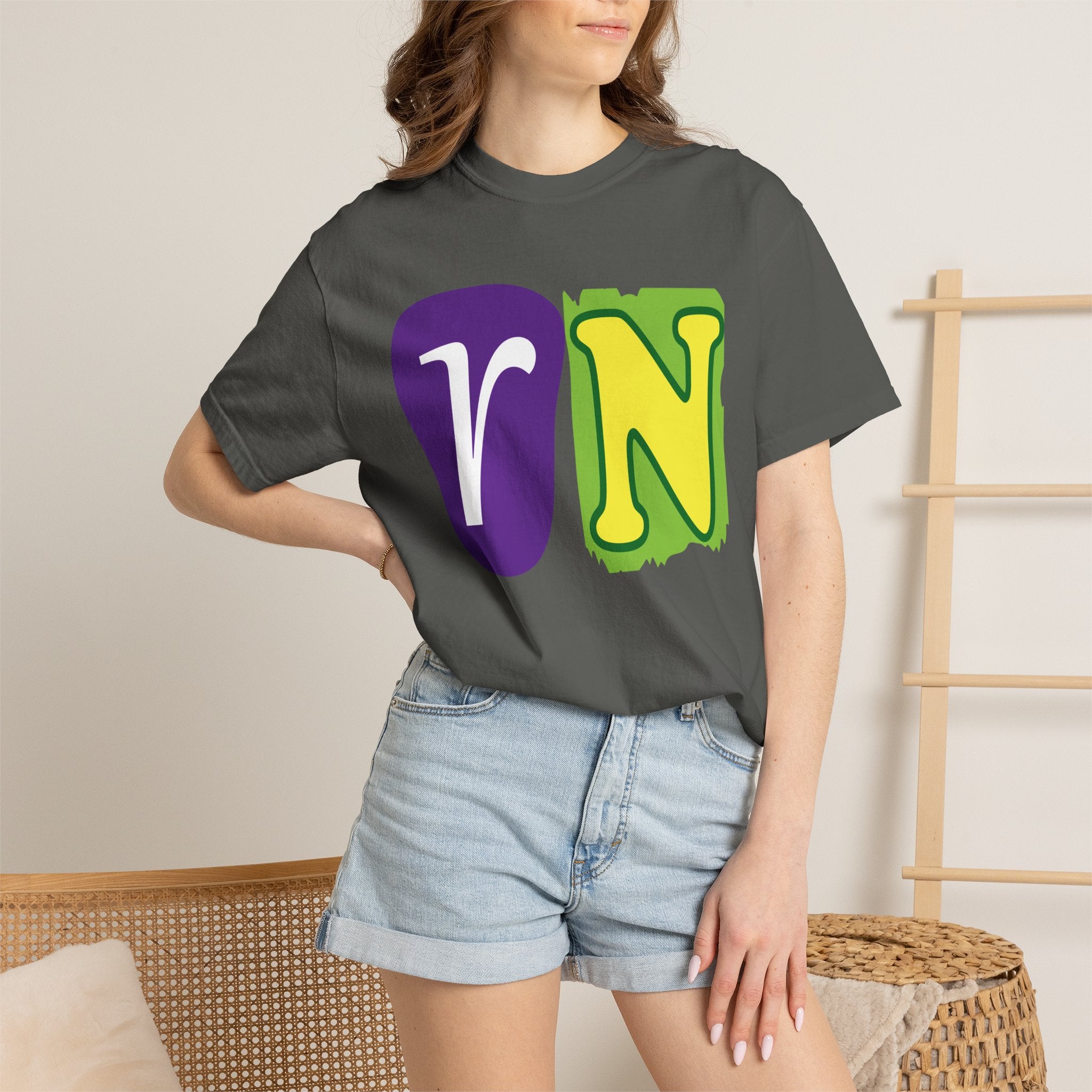 RN Block Letter T-Shirt — Playful Color-Block Initial Tee