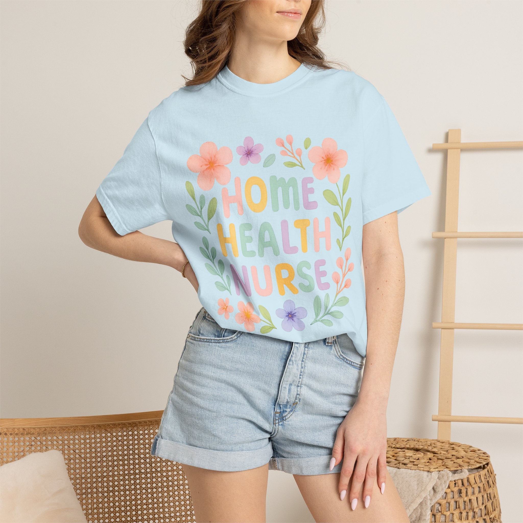 Home Health Nurse Floral T-Shirt — Pastel Appreciation Tee for Nurses