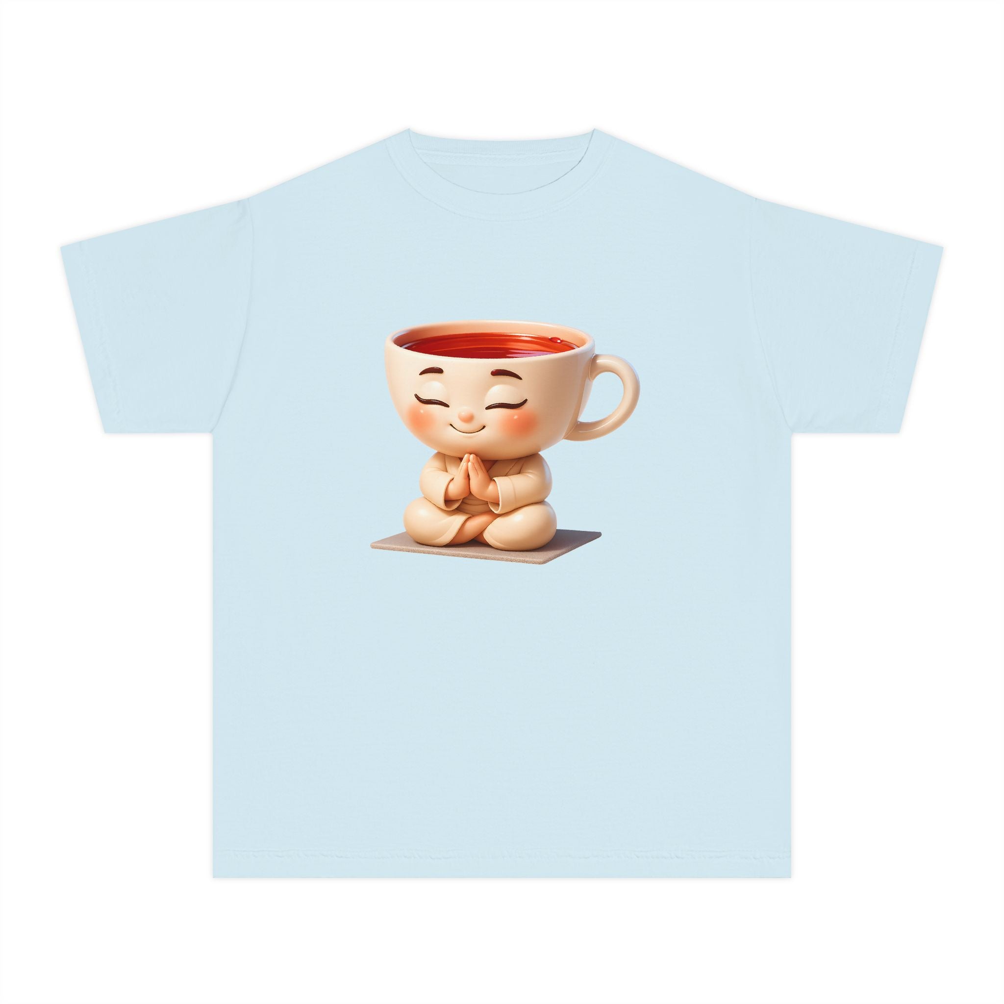 Youth Tee — Cute Meditating Teacup Cartoon Shirt for Kids