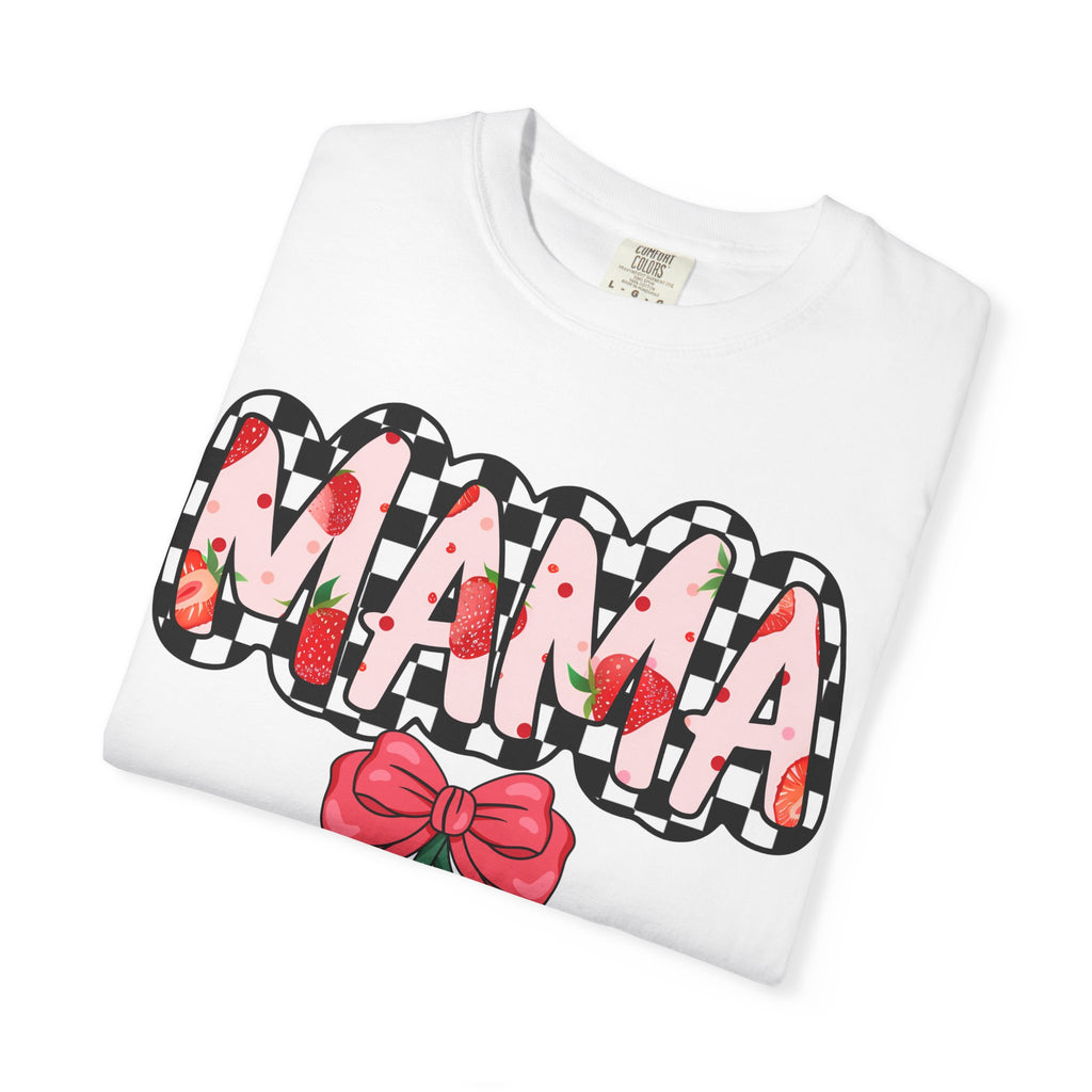 Mama Strawberry T-Shirt — Cute Floral Plaid Mama Tee for Mothers, Mother’s Day Gift