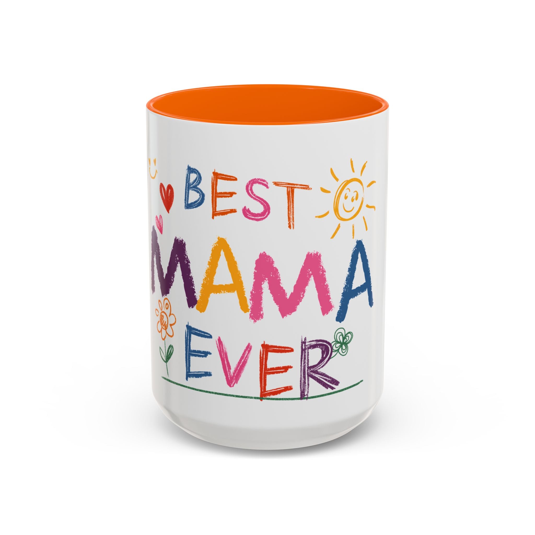 Best Mama Ever Accent Coffee Mug — Colorful Handwritten Mother’s Day Gift (11/15oz)