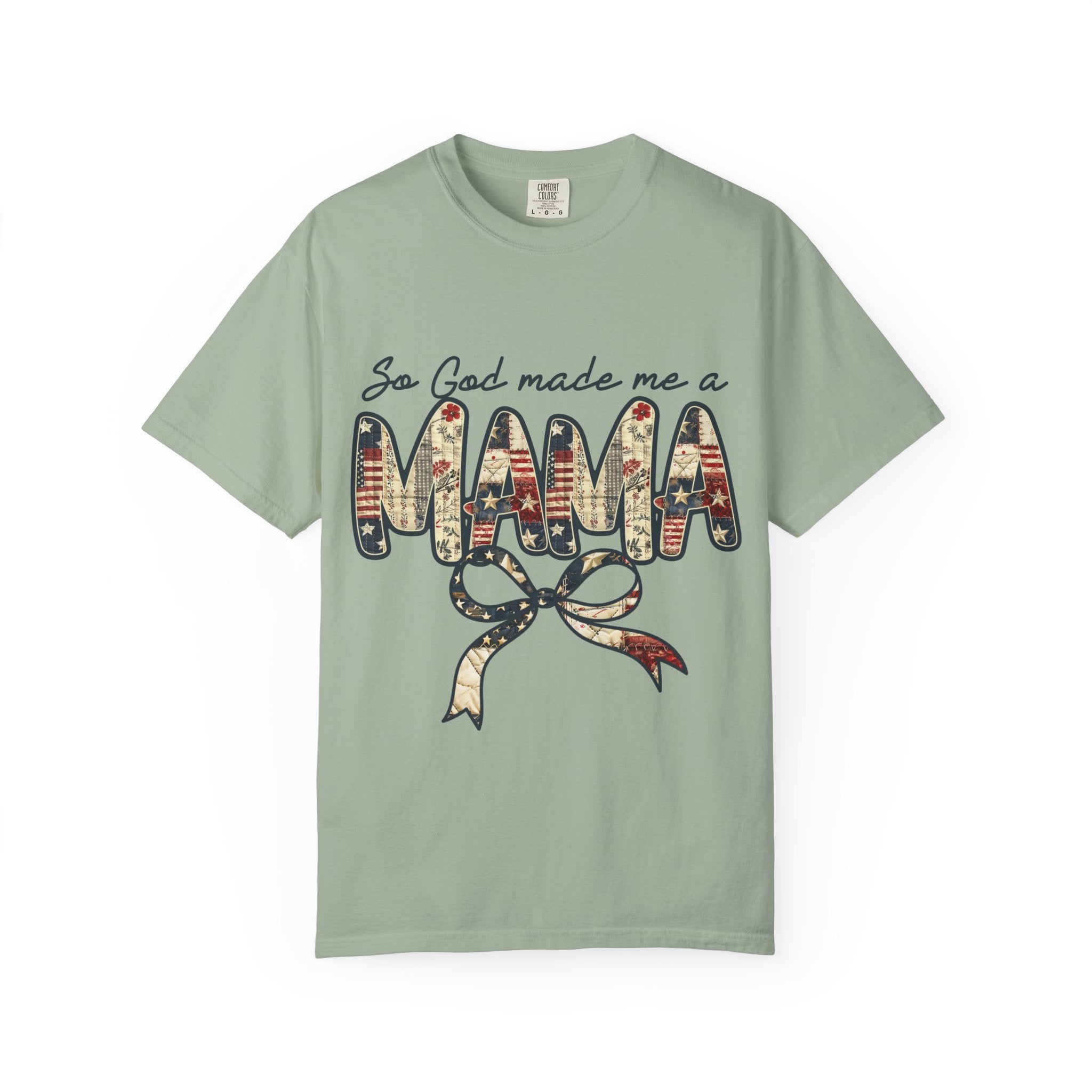 Mama Graphic T-Shirt – “So God Made Me a Mama” Floral Americana Bow Tee