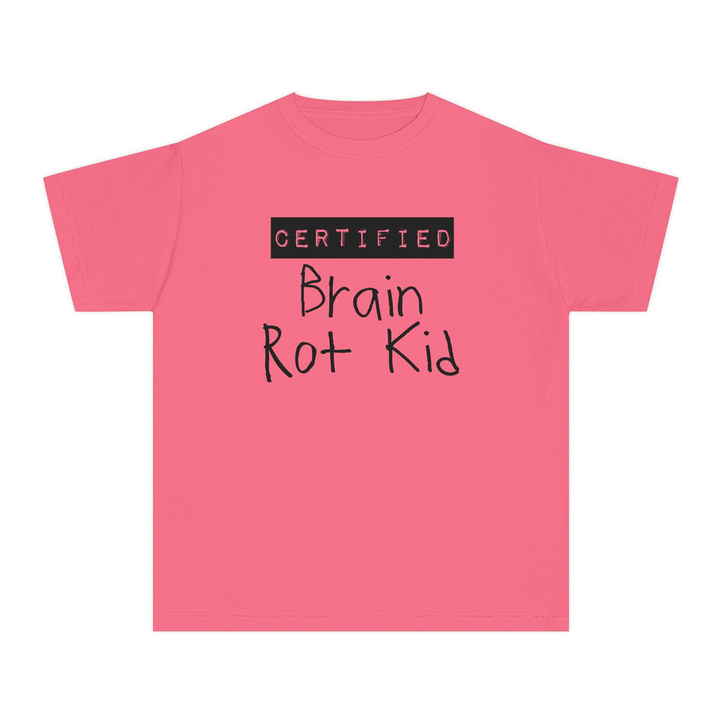 Youth T‑Shirt “Certified Brain Rot Kid” Graphic Tee — Funny Retro Handwritten Kids Shirt