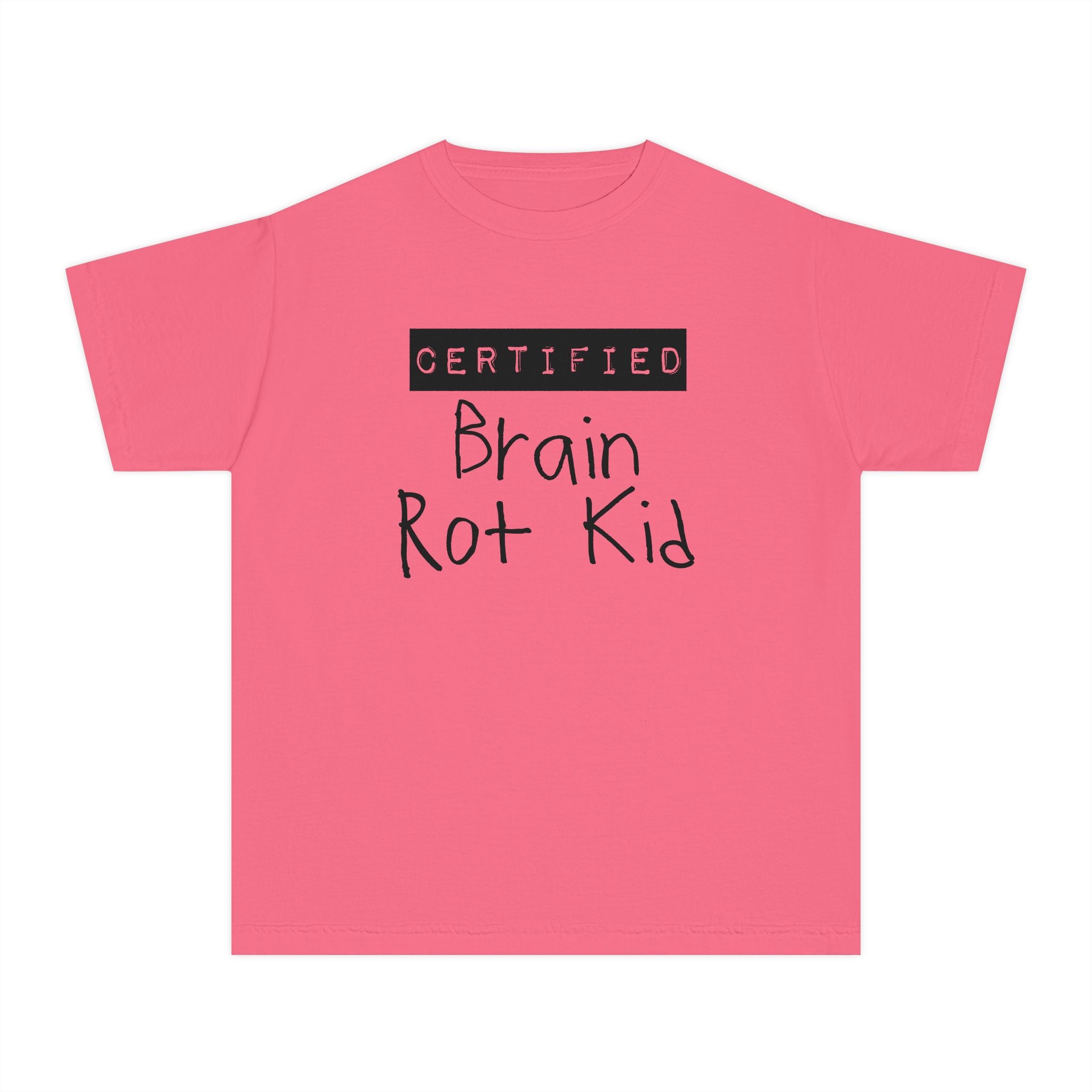 Youth T‑Shirt “Certified Brain Rot Kid” Graphic Tee — Funny Retro Handwritten Kids Shirt
