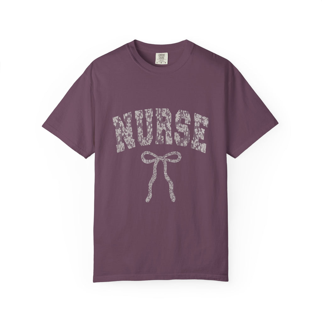Nurse Ribbon T-Shirt — Subtle Floral 'NURSE' Gift Tee