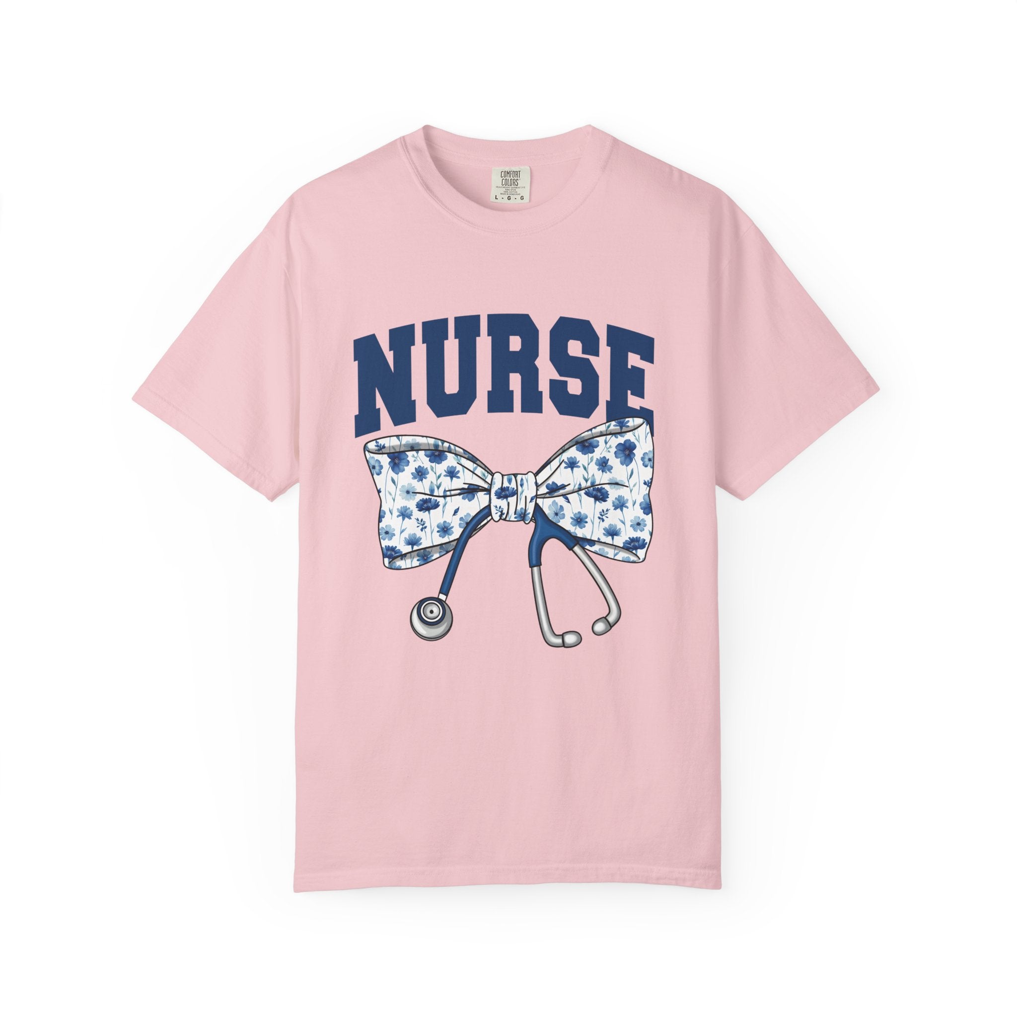 Nurse Bow Tie T‑Shirt – Floral Stethoscope Graphic Tee for Nurses