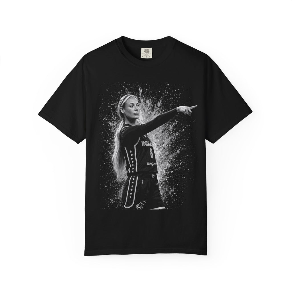 Basketball Player Graphic T‑Shirt – Pointing Silhouette Design