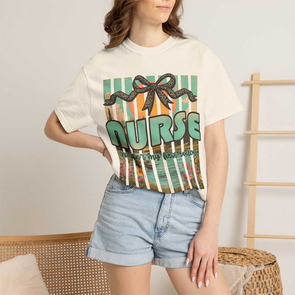 Nurse Floral Ribbon Graphic T-Shirt