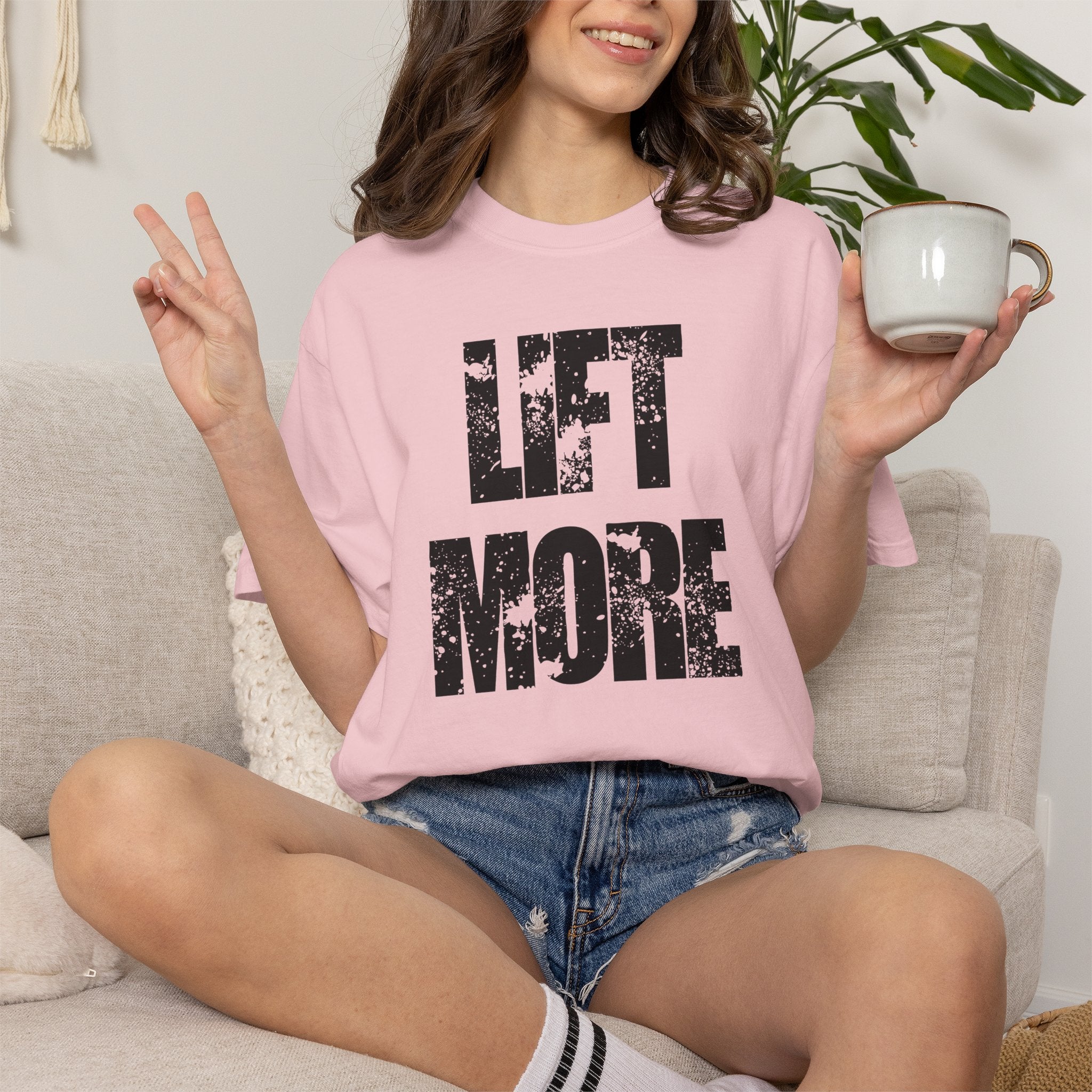 Lift More T-Shirt — Distressed Fitness Workout Tee for Weightlifters