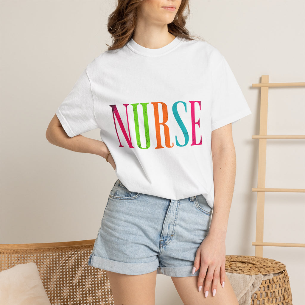 NURSE Colorblock Tee — Bright Multicolor Nurse T-Shirt for Healthcare Heroes