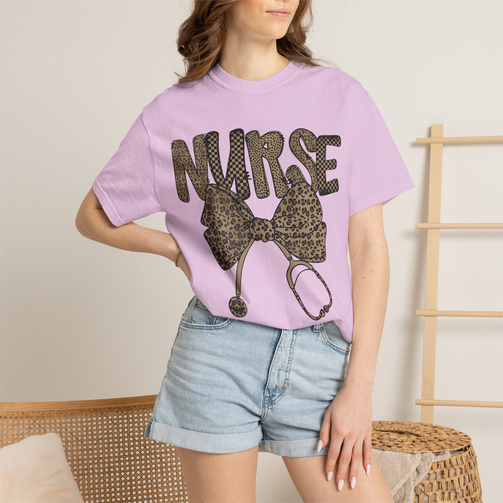 Nurse Leopard Print Stethoscope T-Shirt