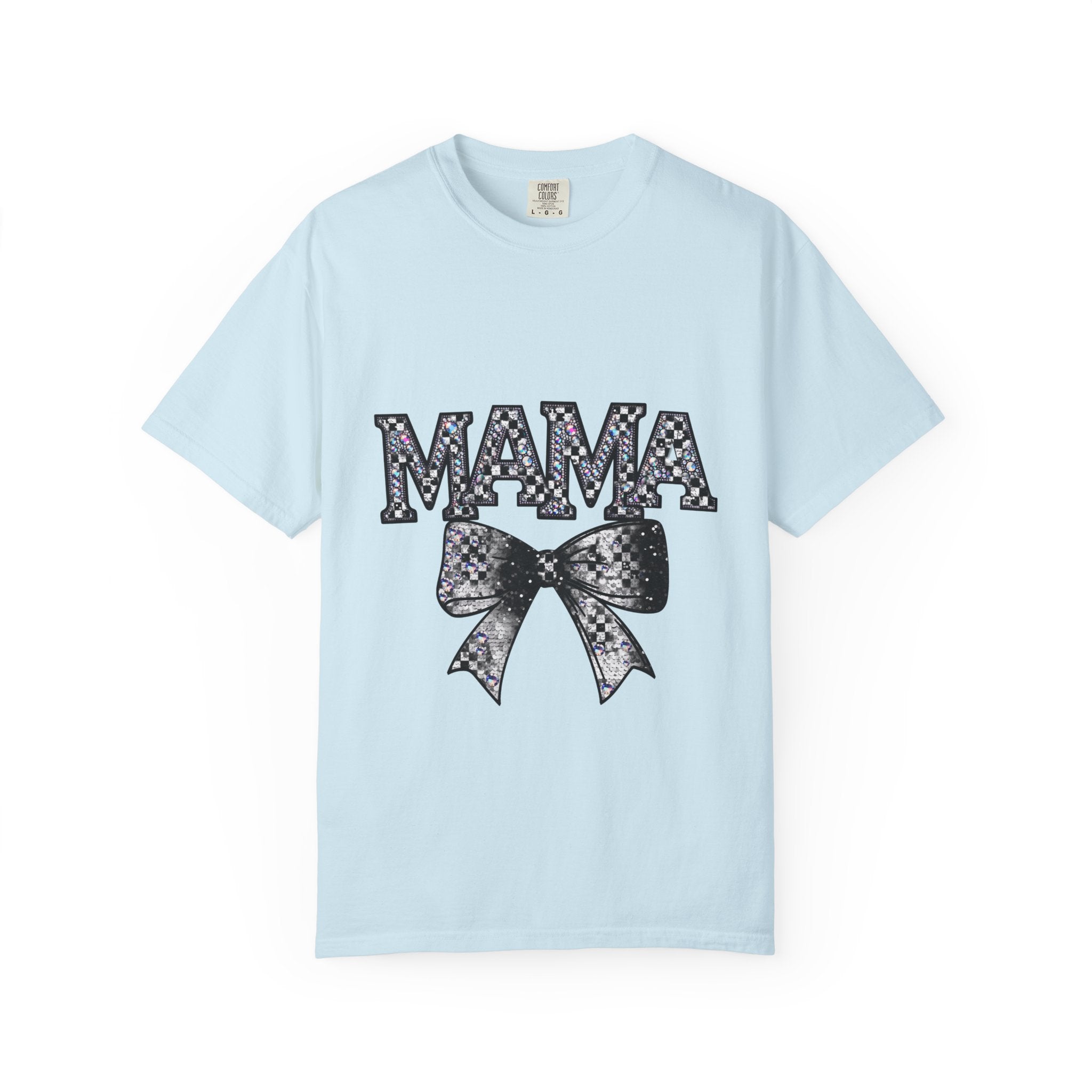 Mama Bow T-Shirt — Glitter Leopard Print "MAMA" Graphic Tee