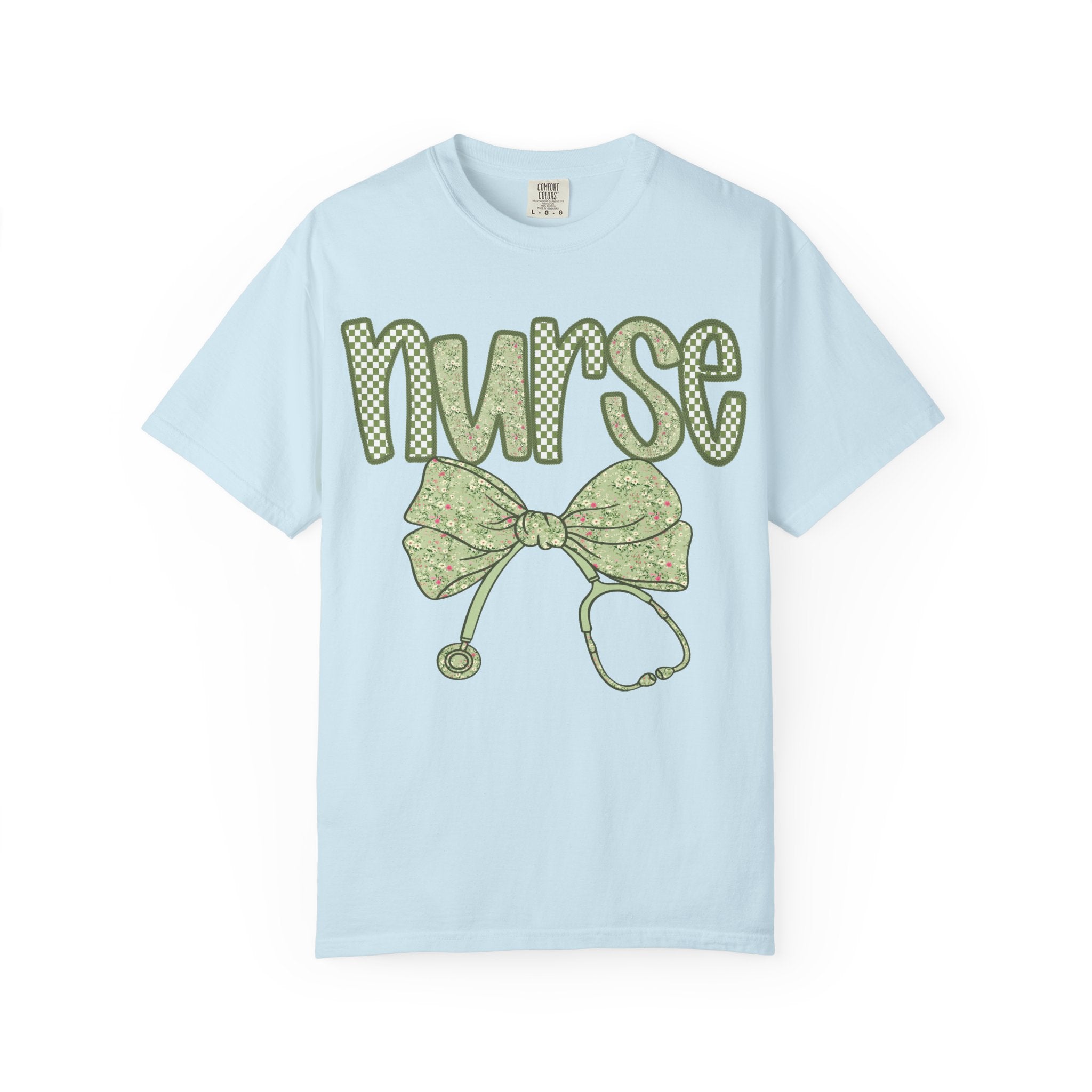 Nurse Bow Stethoscope T-Shirt — Cute Green Nurse Graphic Tee