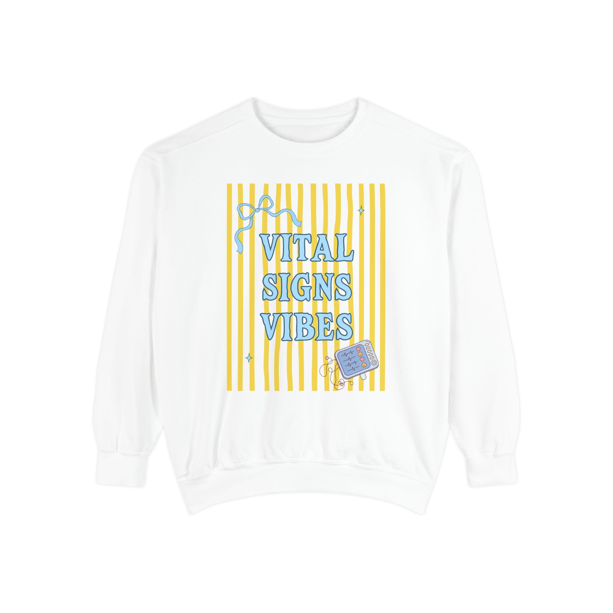Vital Signs Vibes Sweatshirt — Retro Stripe Graphic Crewneck