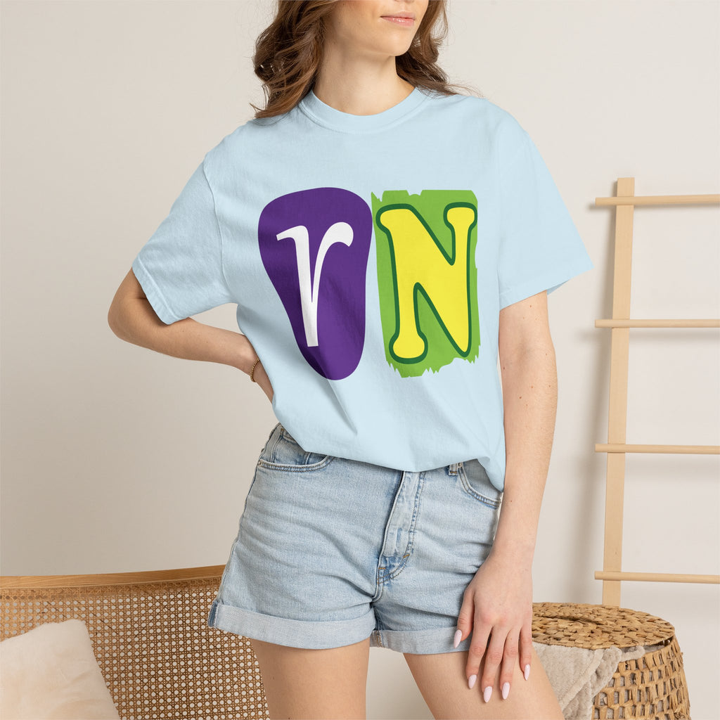RN Block Letter T-Shirt — Playful Color-Block Initial Tee