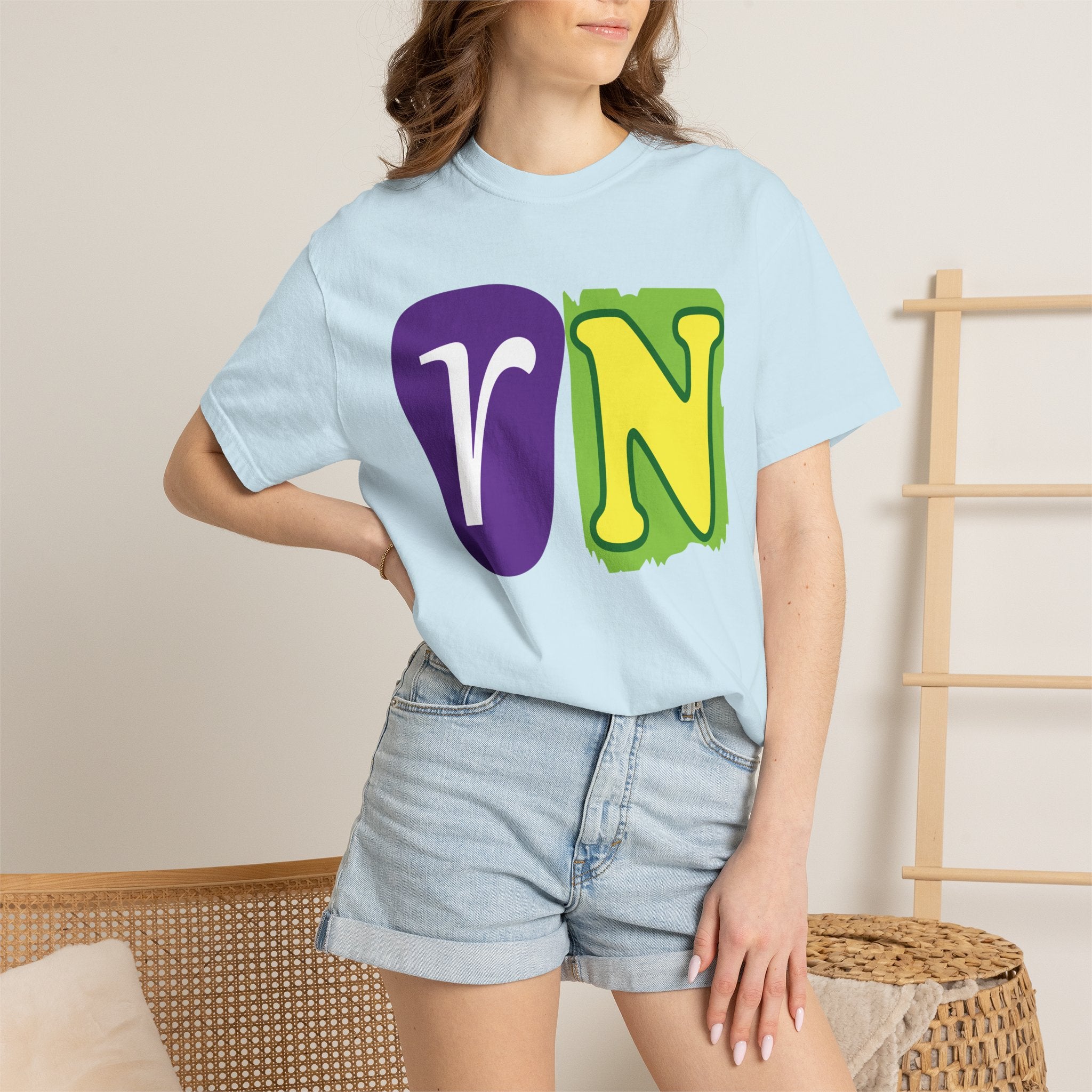 RN Block Letter T-Shirt — Playful Color-Block Initial Tee