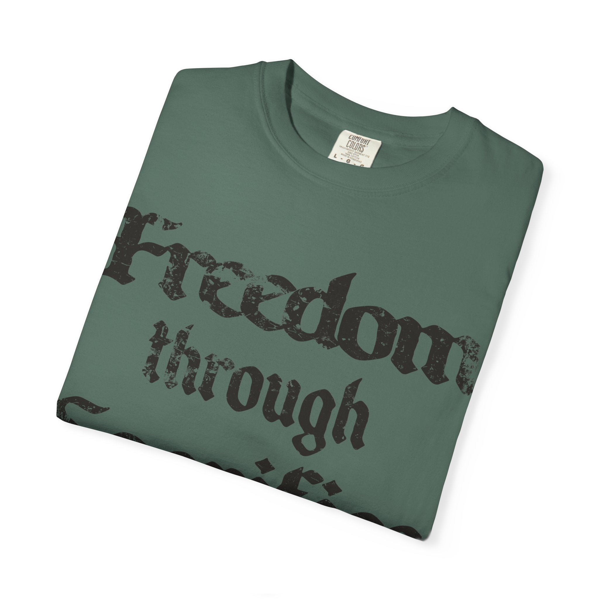 Freedom Through Sacrifice T-Shirt — Vintage Gothic Military Patriotic Tee