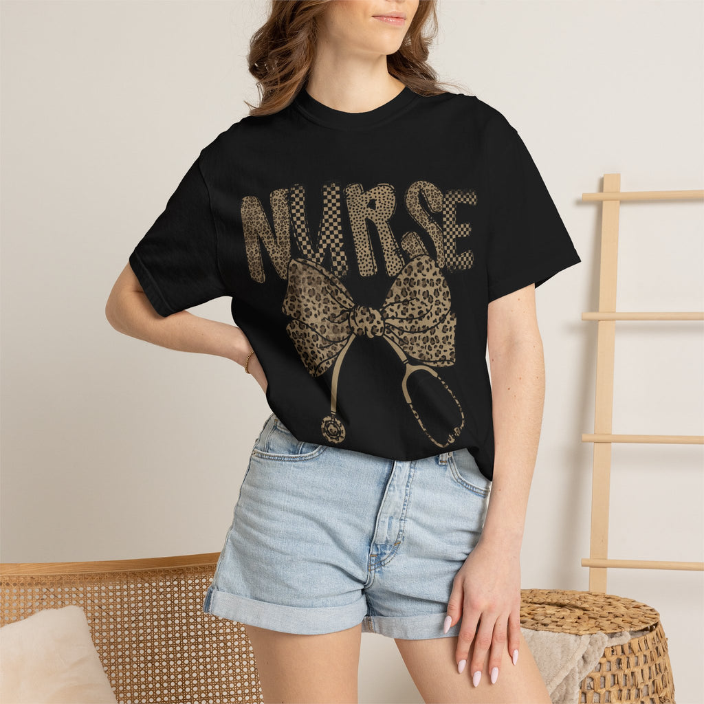 Nurse Leopard Print Stethoscope T-Shirt
