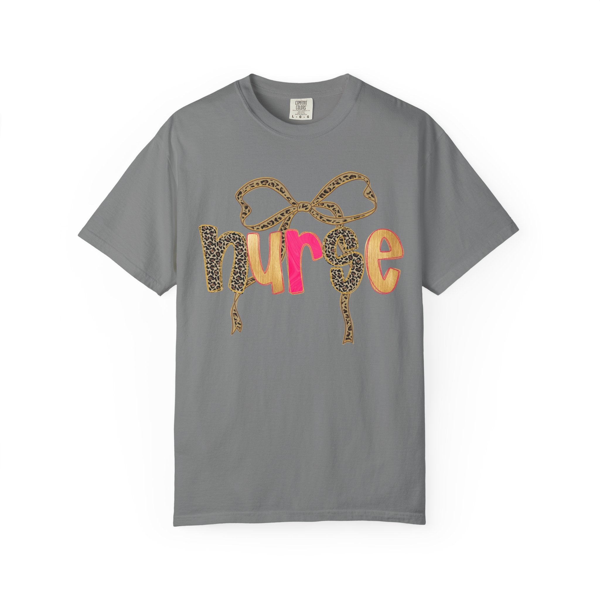 Nurse Leopard Bow T-Shirt — Cute Colorful Nurse Tee