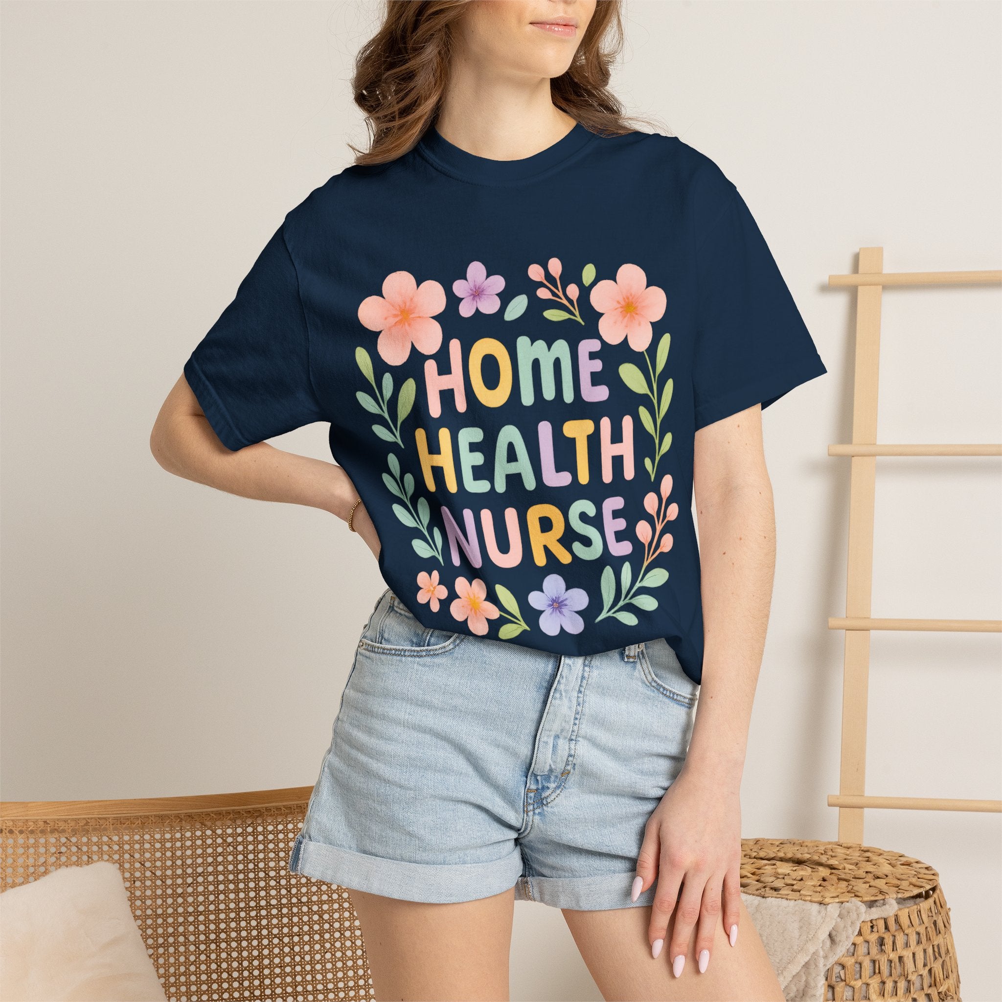 Home Health Nurse Floral T-Shirt — Pastel Appreciation Tee for Nurses