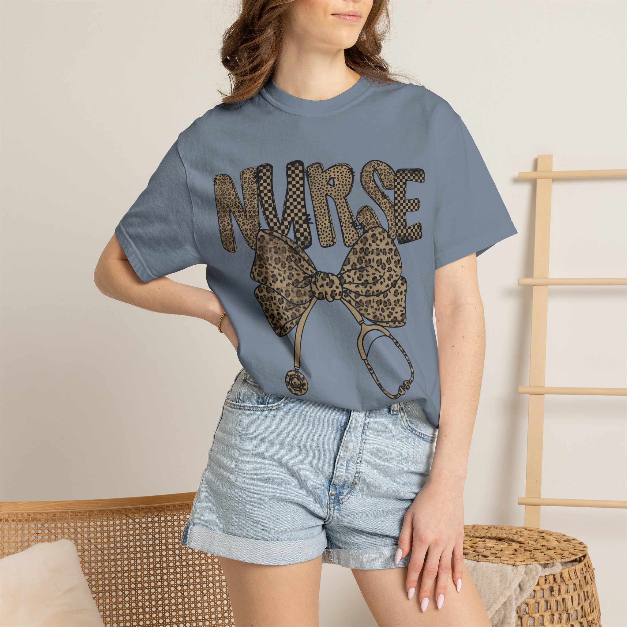 Nurse Leopard Print Stethoscope T-Shirt