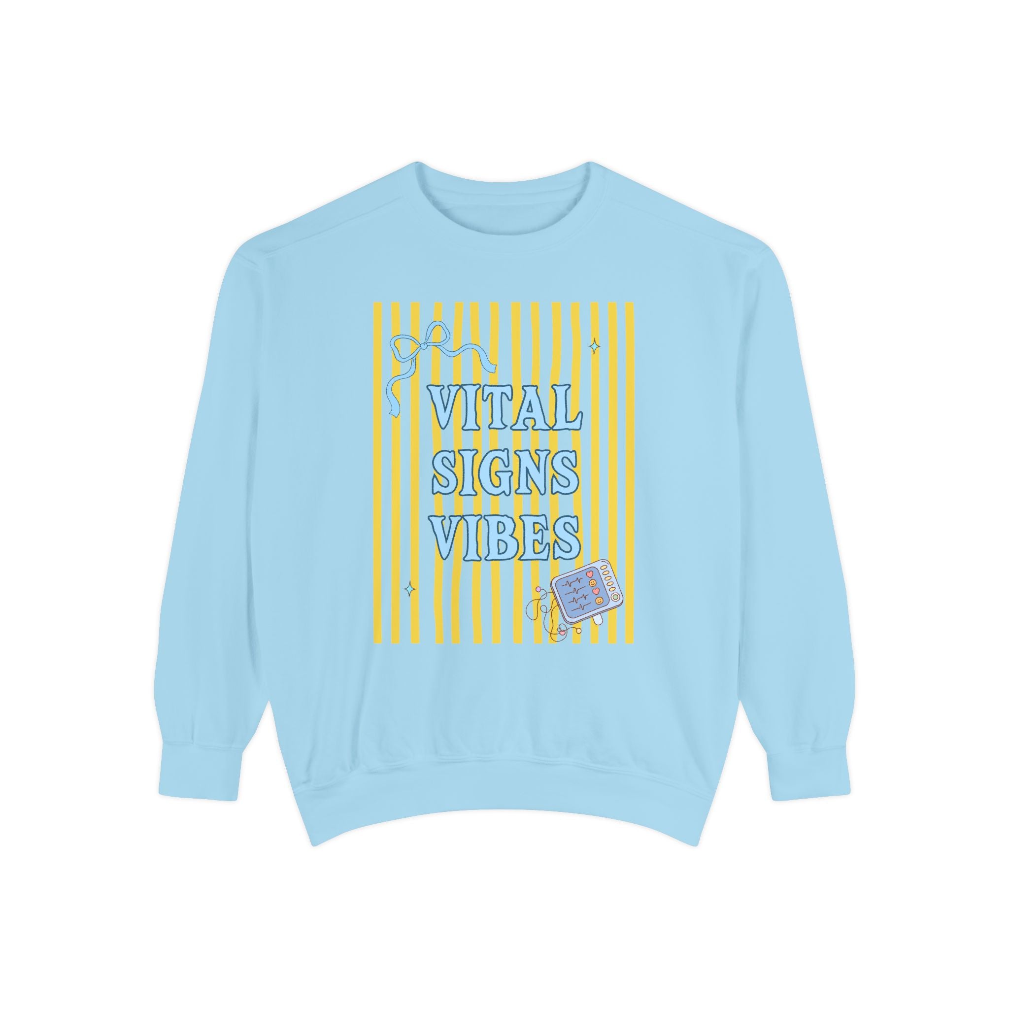 Vital Signs Vibes Sweatshirt — Retro Stripe Graphic Crewneck