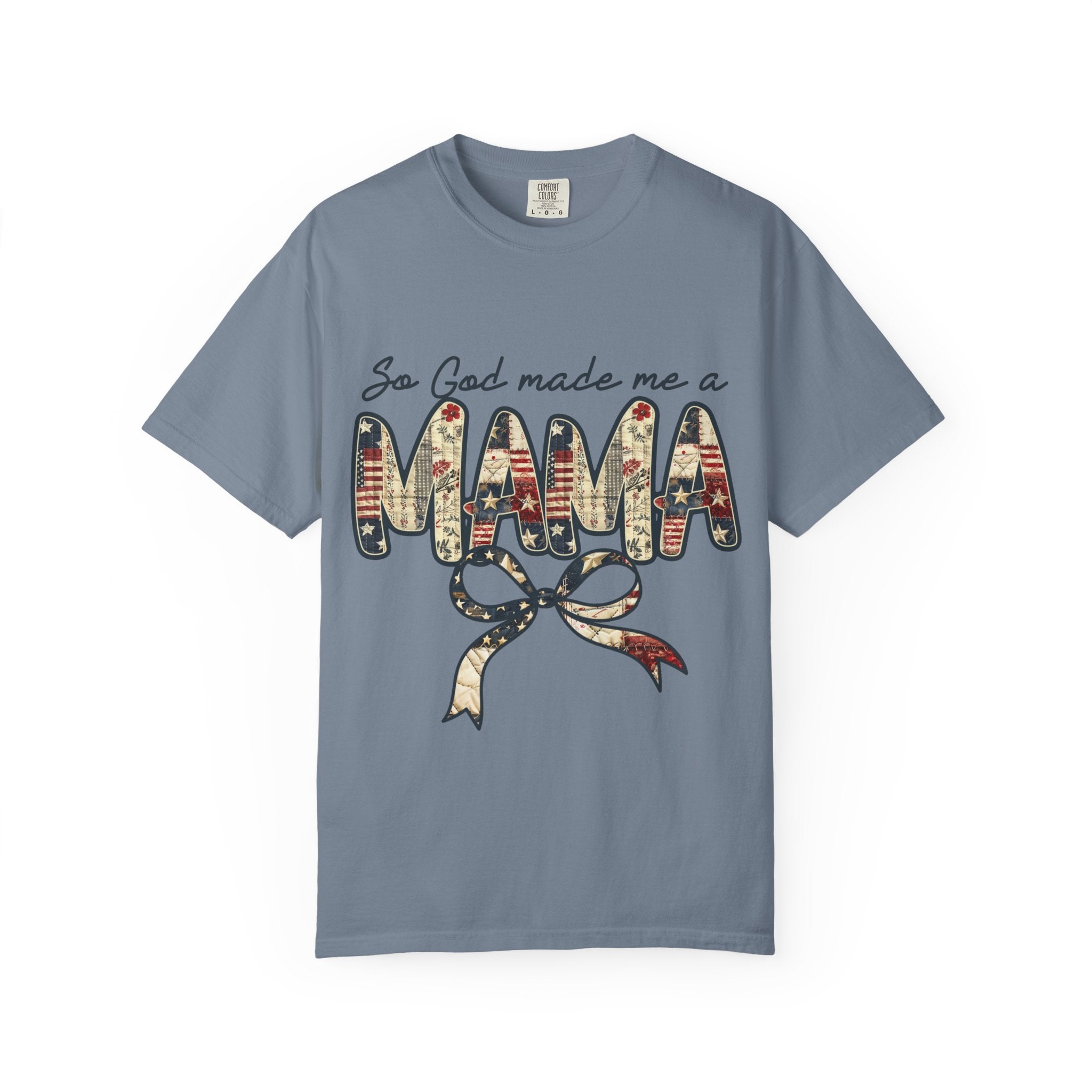 Mama Graphic T-Shirt – “So God Made Me a Mama” Floral Americana Bow Tee