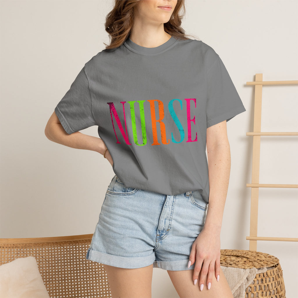 NURSE Colorblock Tee — Bright Multicolor Nurse T-Shirt for Healthcare Heroes