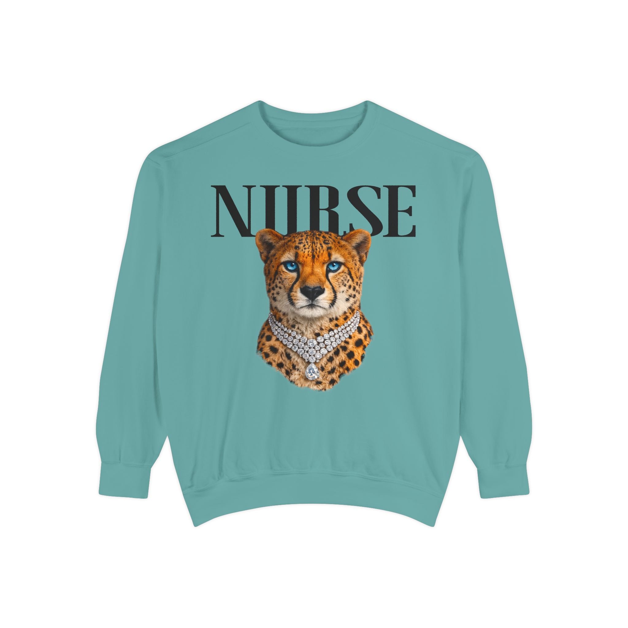 Nurse Cheetah Crewneck Sweatshirt — Fierce Nursing Pride Pullover