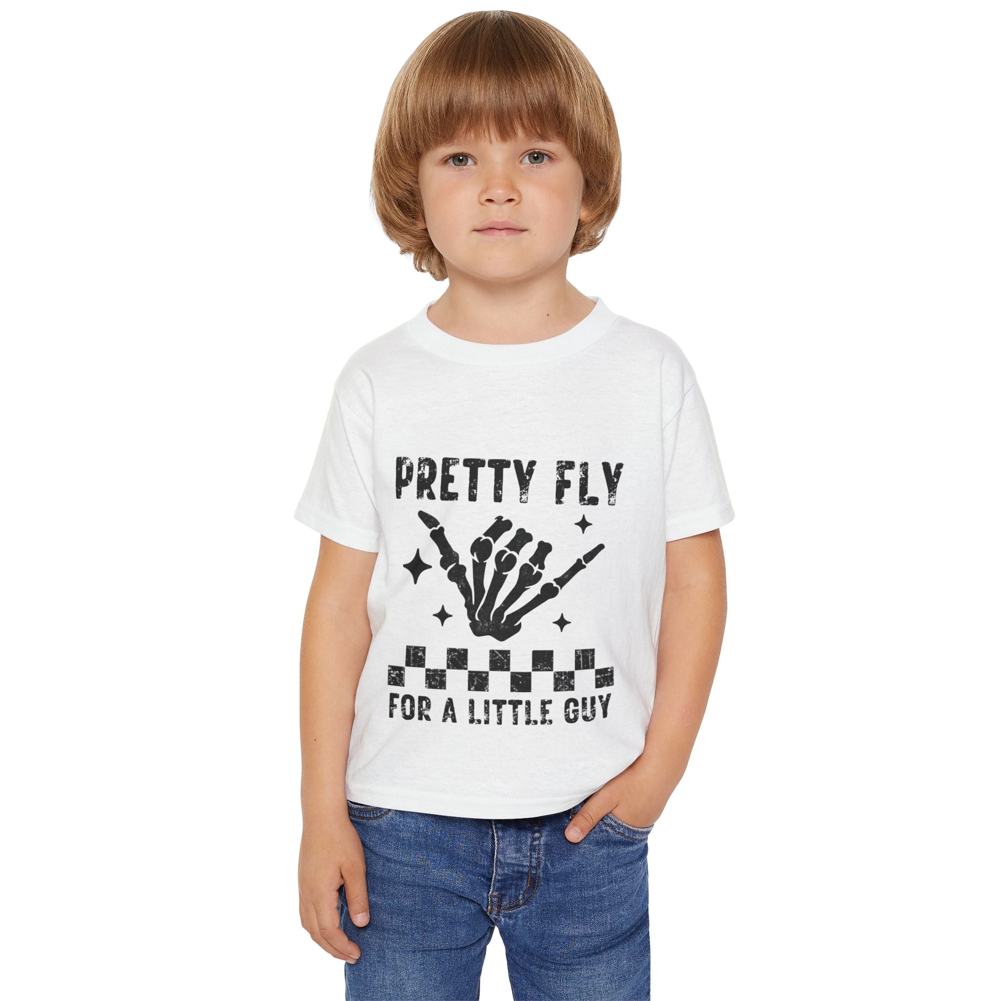 Toddler T-Shirt — "Pretty Fly for a Little Guy" Skeleton Hand Graphic
