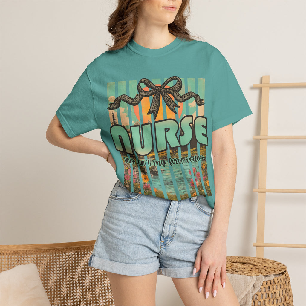 Nurse Floral Ribbon Graphic T-Shirt