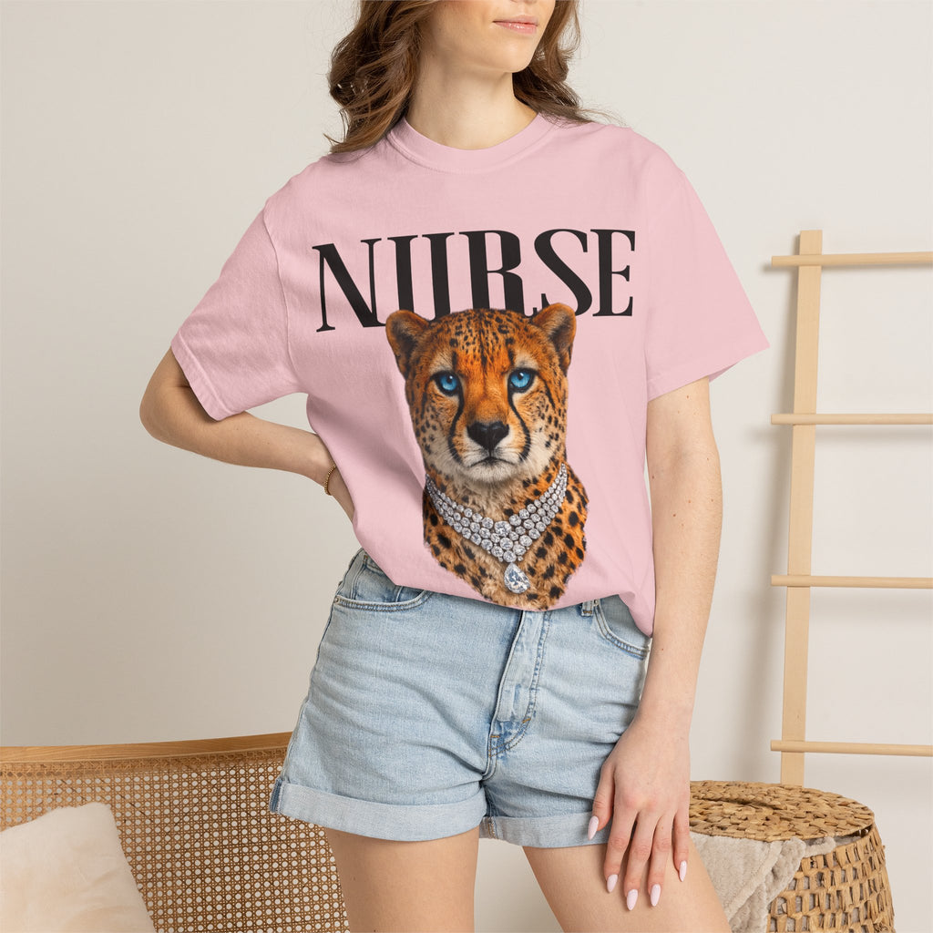 Nurse Cheetah Graphic T-Shirt — Stylish Medical Professional Tee