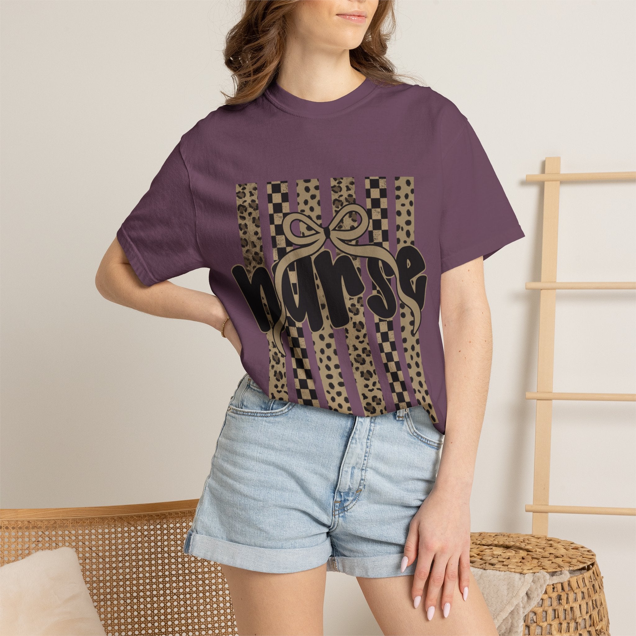 Nurse Leopard Stripes Graphic T-Shirt
