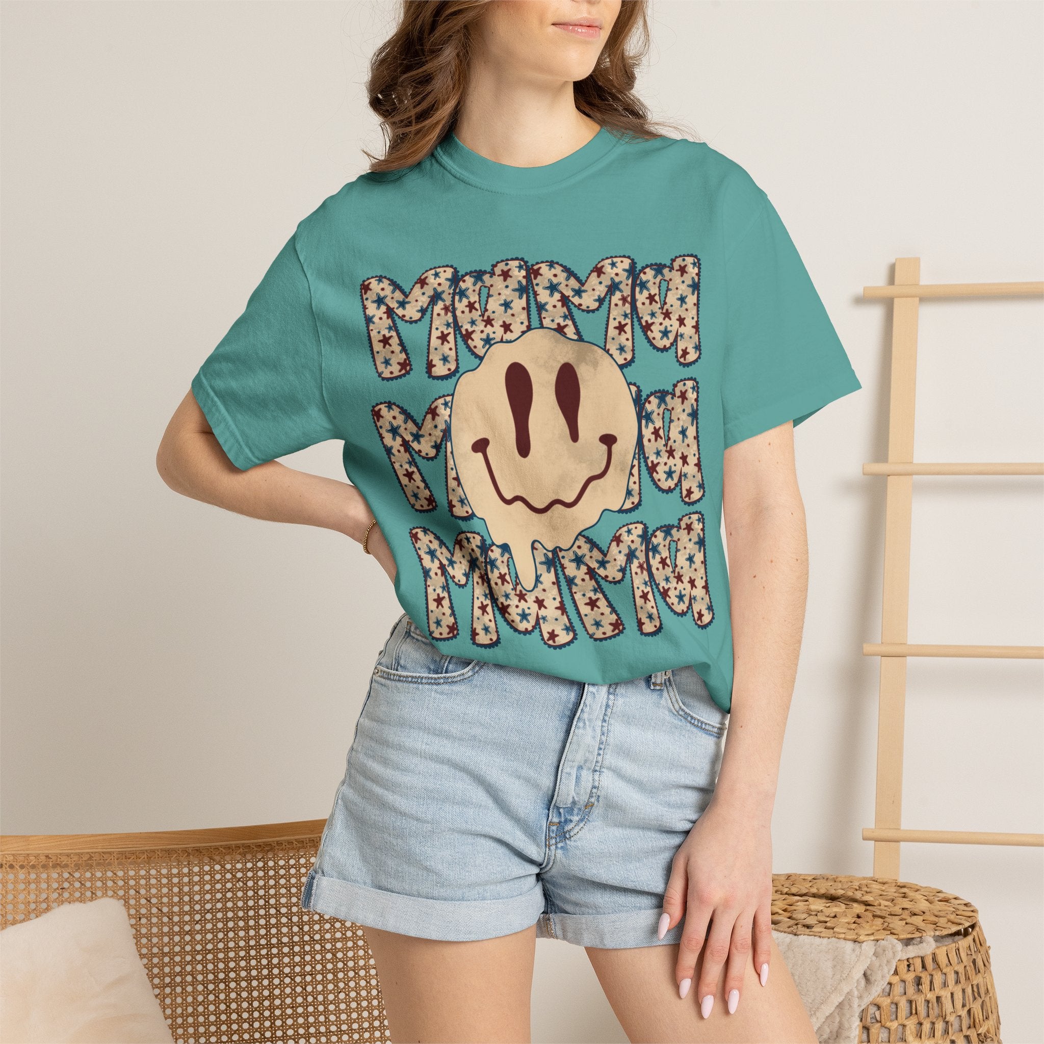 Retro Happy Face 'Mmmm' Floral Graphic T-Shirt