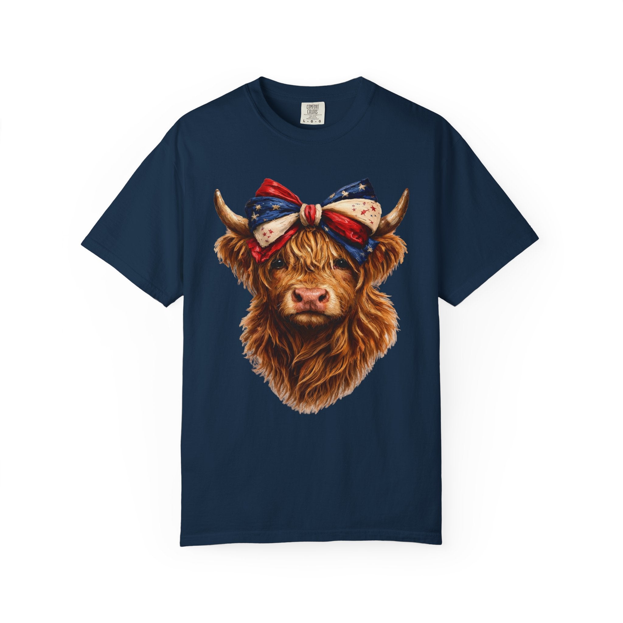 Highland Cow Tee — Patriotic Bandana Cow Graphic T-Shirt